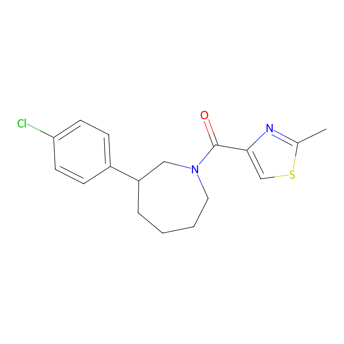 (3-(4-Chlorophenyl)azepan-1-yl)(2-methylthiazol-4-yl)methanone molecular structure, CAS 1795456-77-7