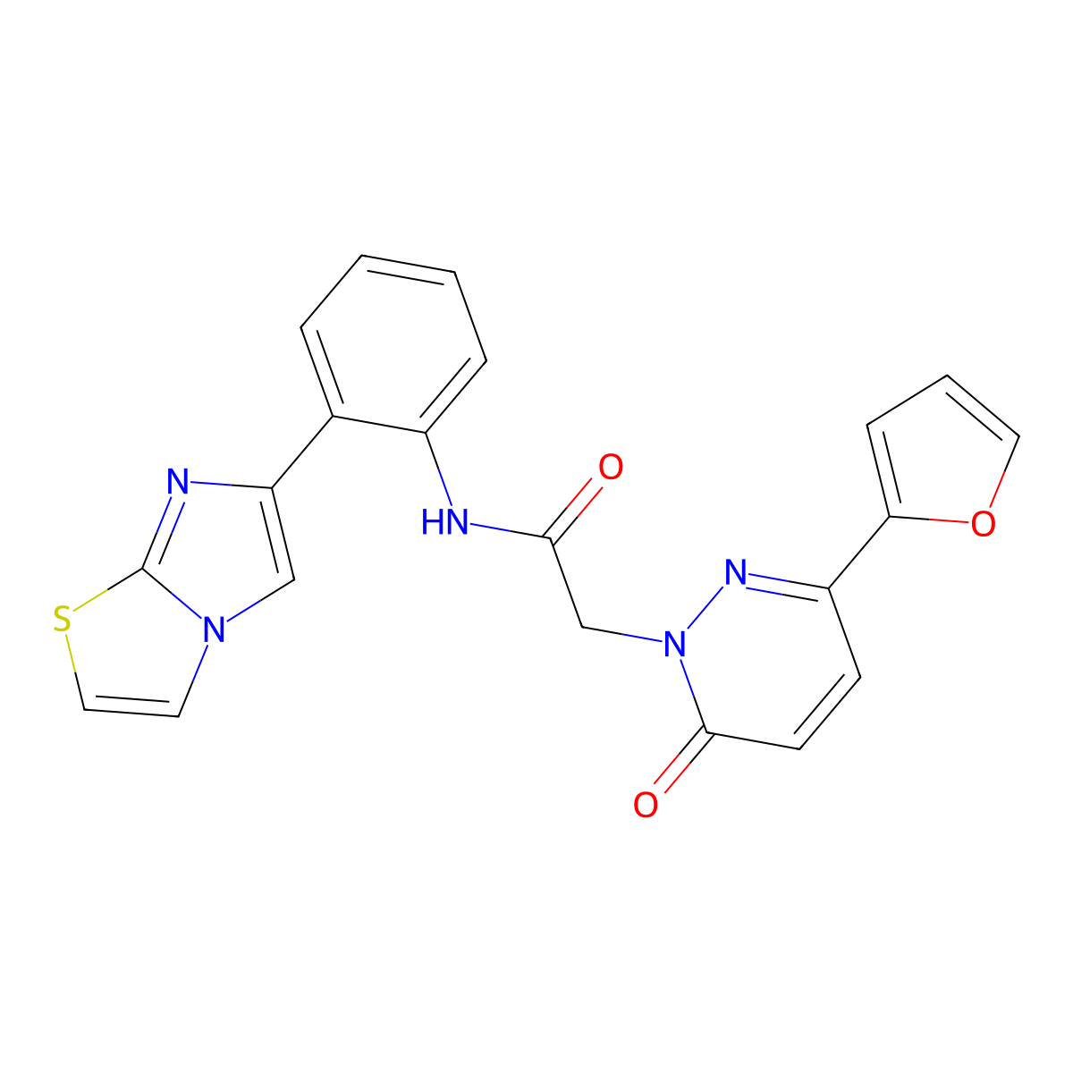 2-(3-(furan-2-yl)-6-oxopyridazin-1(6H)-yl)-N-(2-(imidazo[2,1-b]thiazol-6-yl)phenyl)acetamide molecular structure, CAS 1795457-02-1