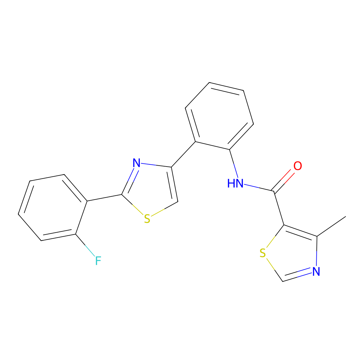 N-(2-(2-(2-fluorophenyl)thiazol-4-yl)phenyl)-4-methylthiazole-5-carboxamide molecular structure, CAS 1795457-07-6