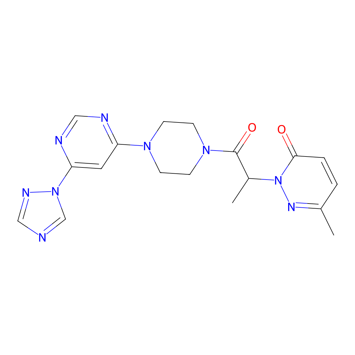 2-(1-(4-(6-(1H-1,2,4-triazol-1-yl)pyrimidin-4-yl)piperazin-1-yl)-1-oxopropan-2-yl)-6-methylpyridazin-3(2H)-one molecular structure, CAS 1795457-68-9