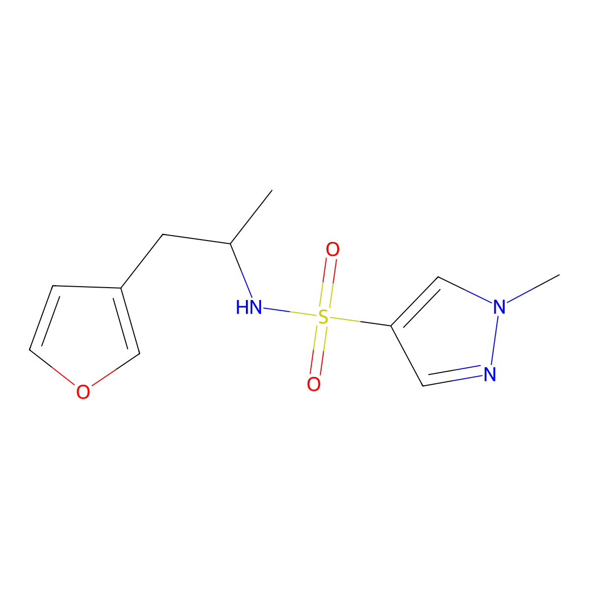 N-[1-(furan-3-yl)propan-2-yl]-1-methyl-1H-pyrazole-4-sulfonamide molecular structure, CAS 1795457-85-0