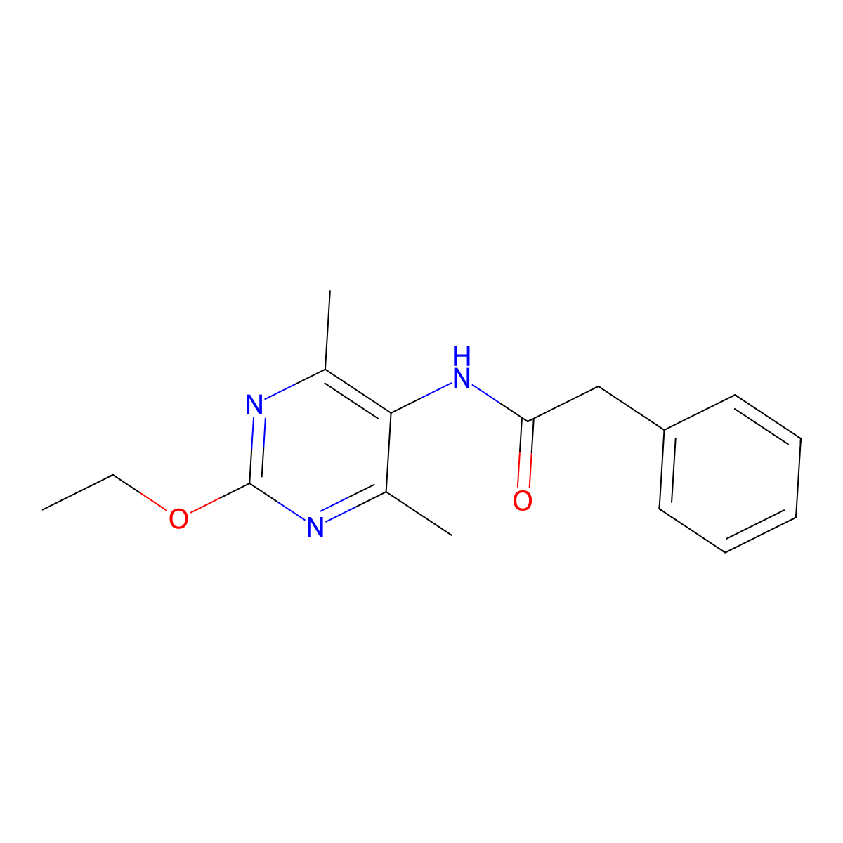 N-(2-ethoxy-4,6-dimethylpyrimidin-5-yl)-2-phenylacetamide molecular structure, CAS 1795457-90-7
