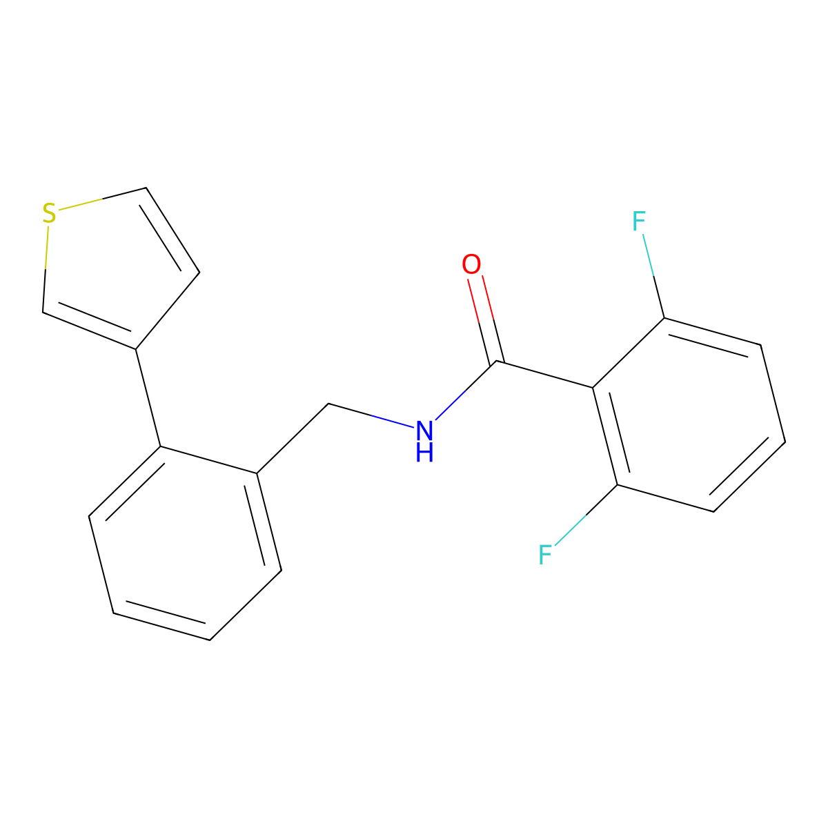 2,6-difluoro-N-(2-(thiophen-3-yl)benzyl)benzamide molecular structure, CAS 1795458-04-6