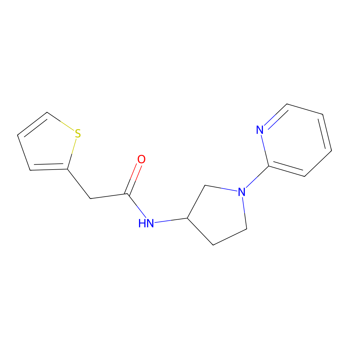 N-(1-(pyridin-2-yl)pyrrolidin-3-yl)-2-(thiophen-2-yl)acetamide molecular structure, CAS 1795458-13-7