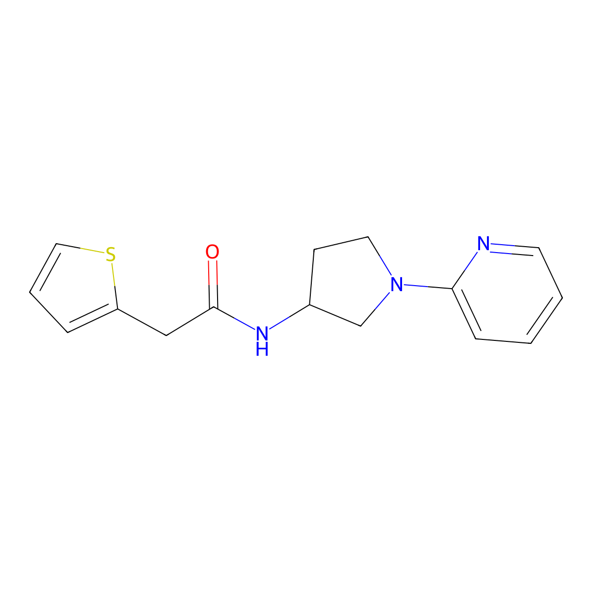 N-(1-(pyridin-2-yl)pyrrolidin-3-yl)-2-(thiophen-2-yl)acetamide molecular structure, CAS 1795458-13-7