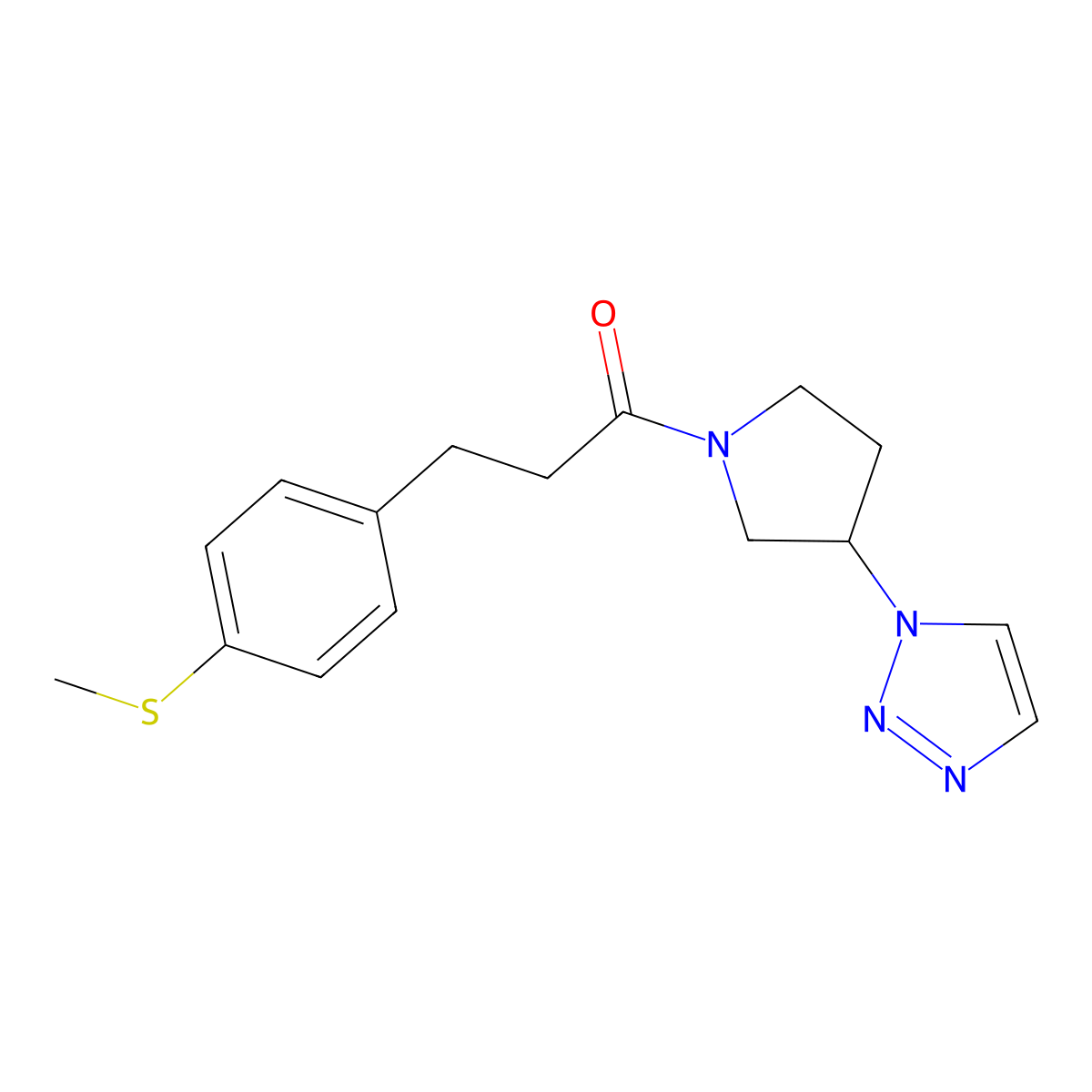 1-(3-(1H-1,2,3-triazol-1-yl)pyrrolidin-1-yl)-3-(4-(methylthio)phenyl)propan-1-one molecular structure, CAS 1795458-16-0