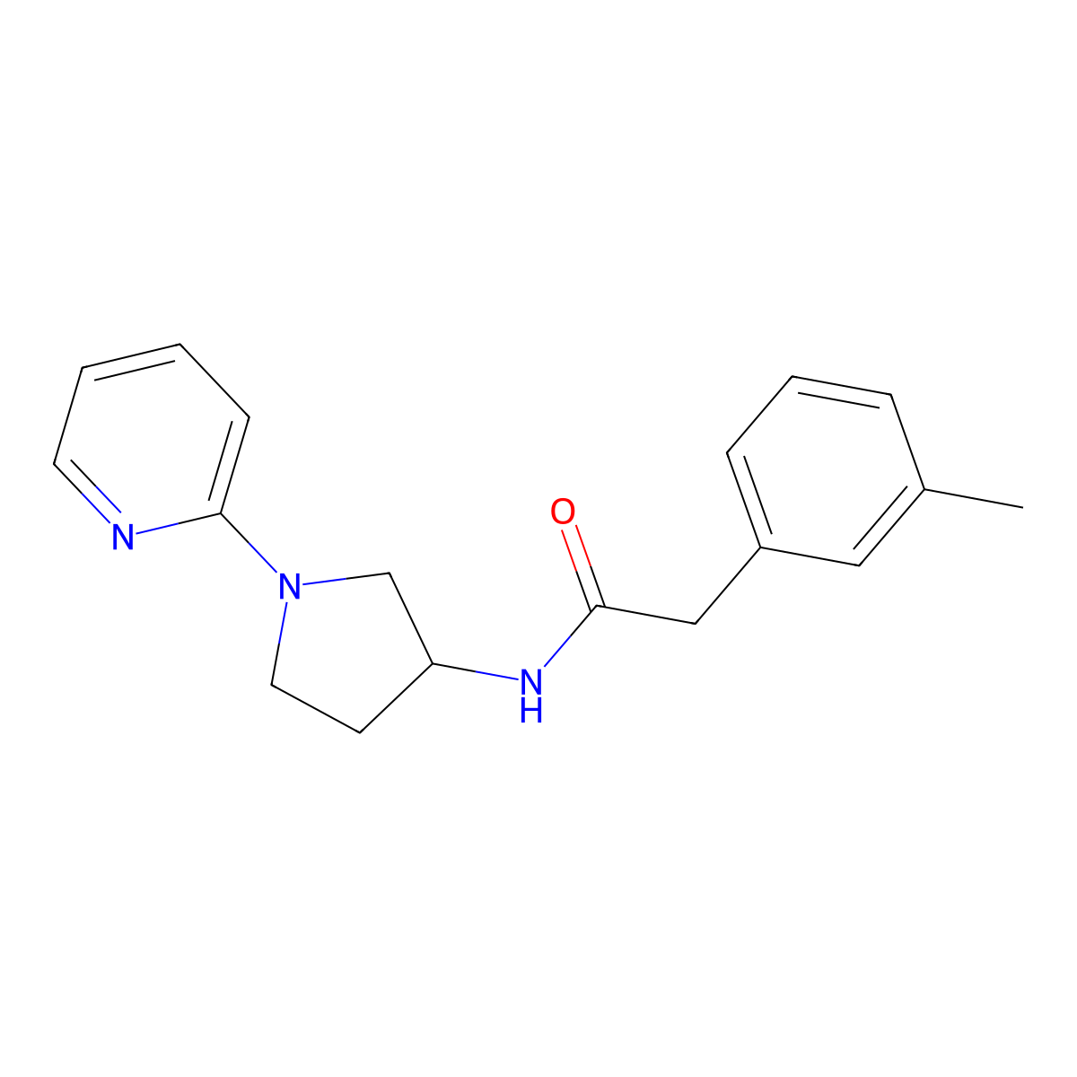 N-(1-(pyridin-2-yl)pyrrolidin-3-yl)-2-(m-tolyl)acetamide molecular structure, CAS 1795458-19-3