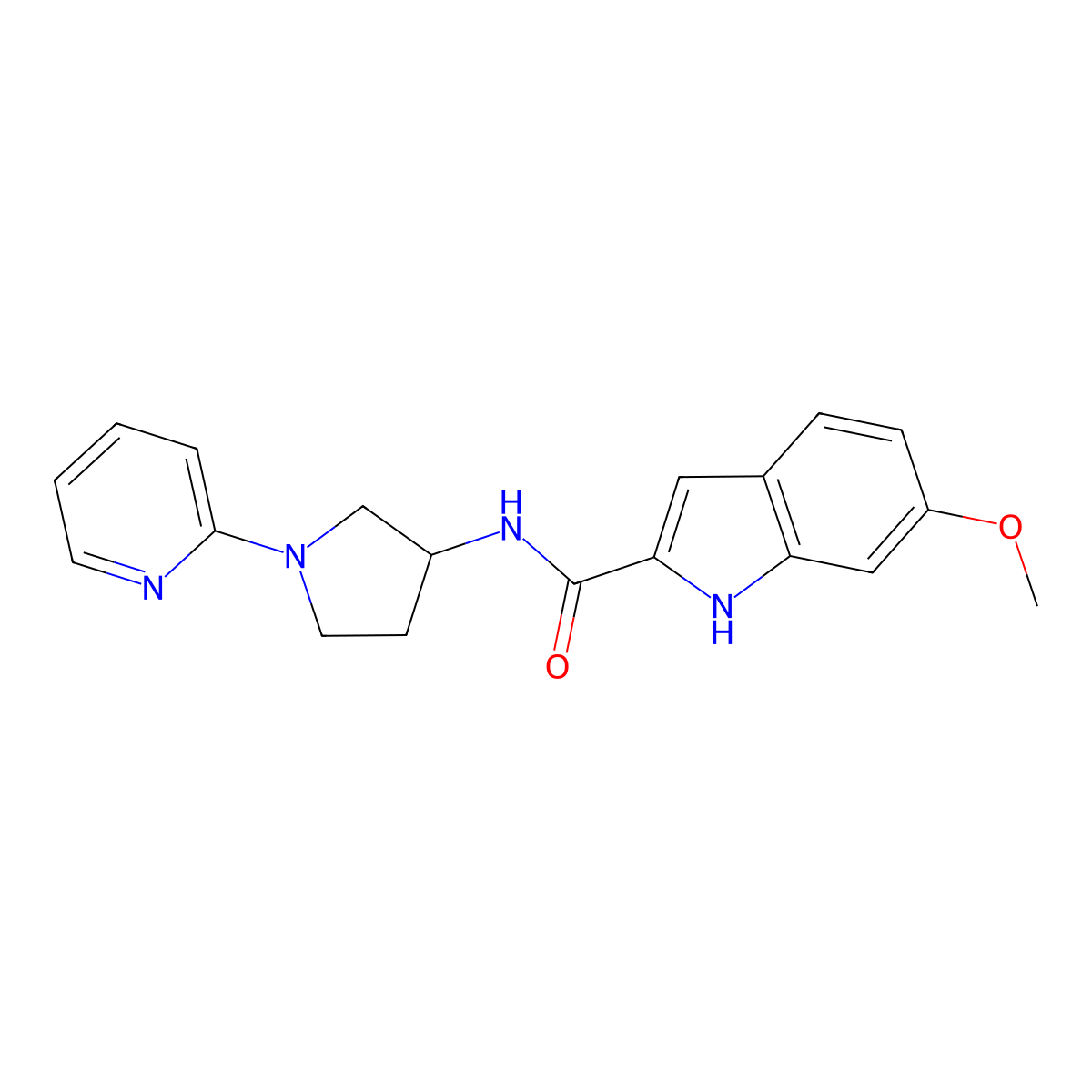 6-methoxy-N-[1-(pyridin-2-yl)pyrrolidin-3-yl]-1H-indole-2-carboxamide molecular structure, CAS 1795458-24-0