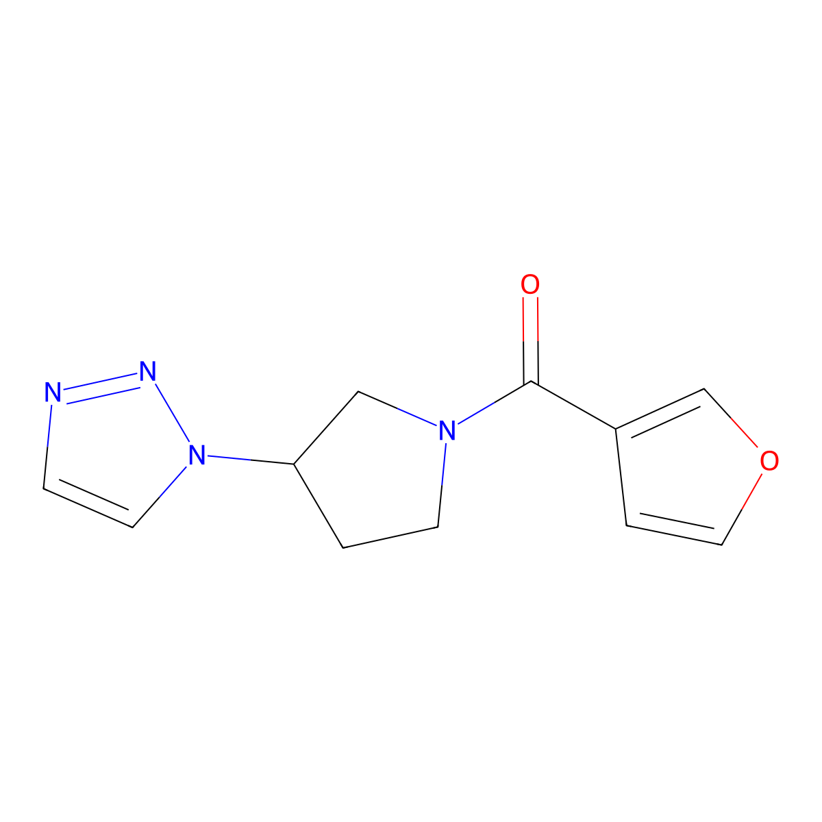 (3-(1H-1,2,3-triazol-1-yl)pyrrolidin-1-yl)(furan-3-yl)methanone molecular structure, CAS 1795458-25-1