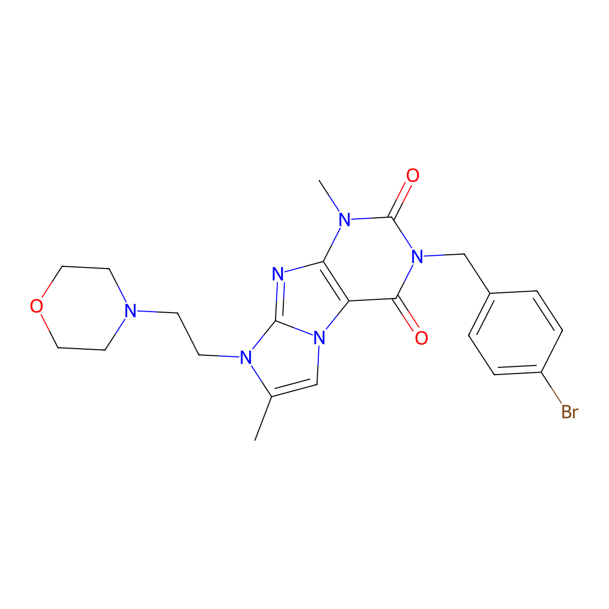 3-[(4-bromophenyl)methyl]-1,7-dimethyl-8-[2-(morpholin-4-yl)ethyl]-1H,2H,3H,4H,8H-imidazo[1,2-g]purine-2,4-dione molecular structure, CAS 1795458-30-8