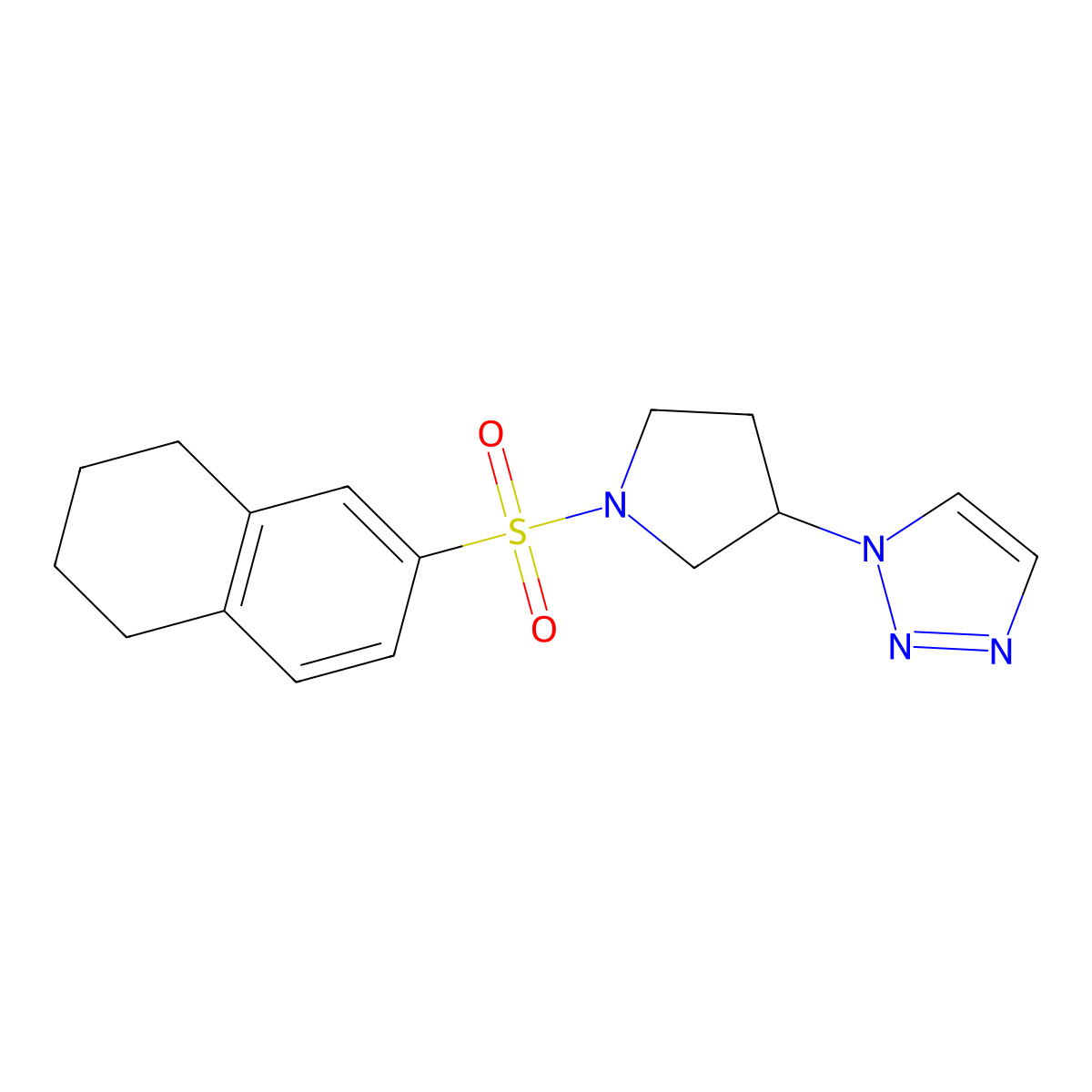 1-(1-((5,6,7,8-tetrahydronaphthalen-2-yl)sulfonyl)pyrrolidin-3-yl)-1H-1,2,3-triazole molecular structure, CAS 1795458-35-3