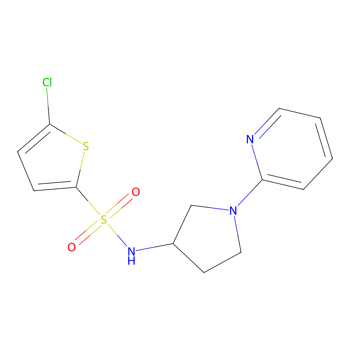 5-chloro-N-(1-(pyridin-2-yl)pyrrolidin-3-yl)thiophene-2-sulfonamide molecular structure, CAS 1795458-54-6
