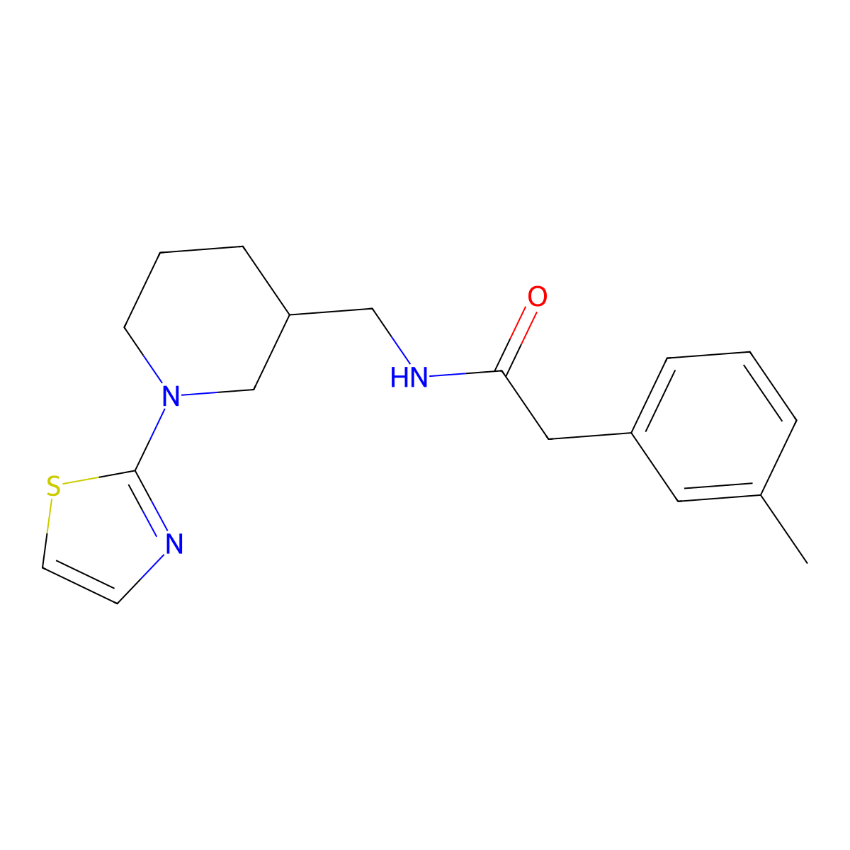 N-((1-(thiazol-2-yl)piperidin-3-yl)methyl)-2-(m-tolyl)acetamide molecular structure, CAS 1795458-60-4