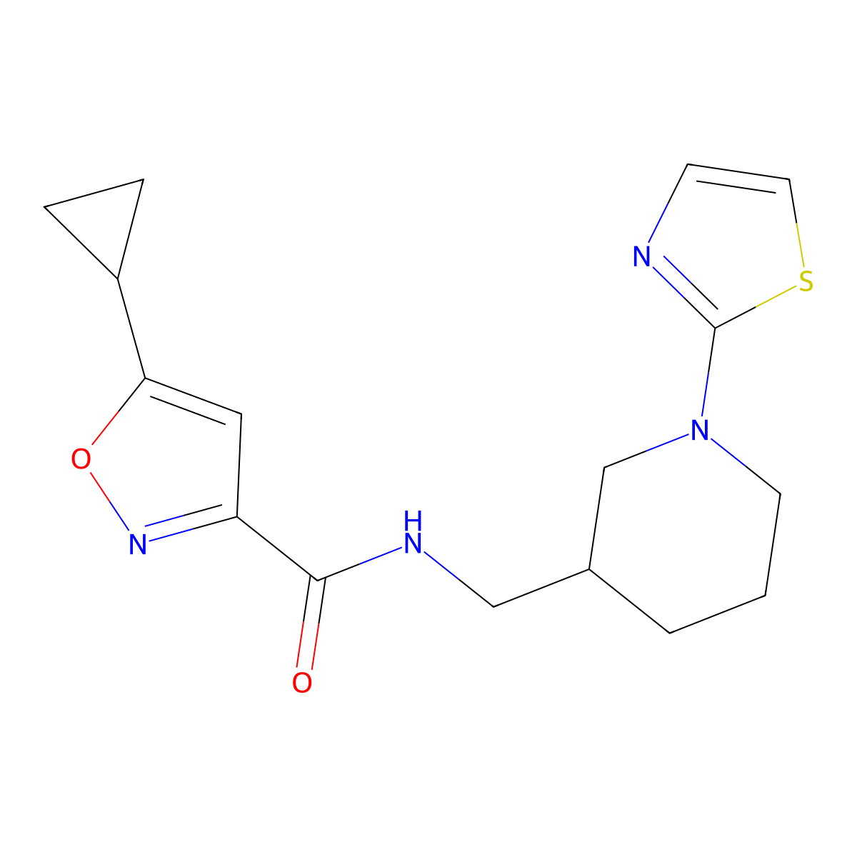 5-cyclopropyl-N-((1-(thiazol-2-yl)piperidin-3-yl)methyl)isoxazole-3-carboxamide molecular structure, CAS 1795458-72-8