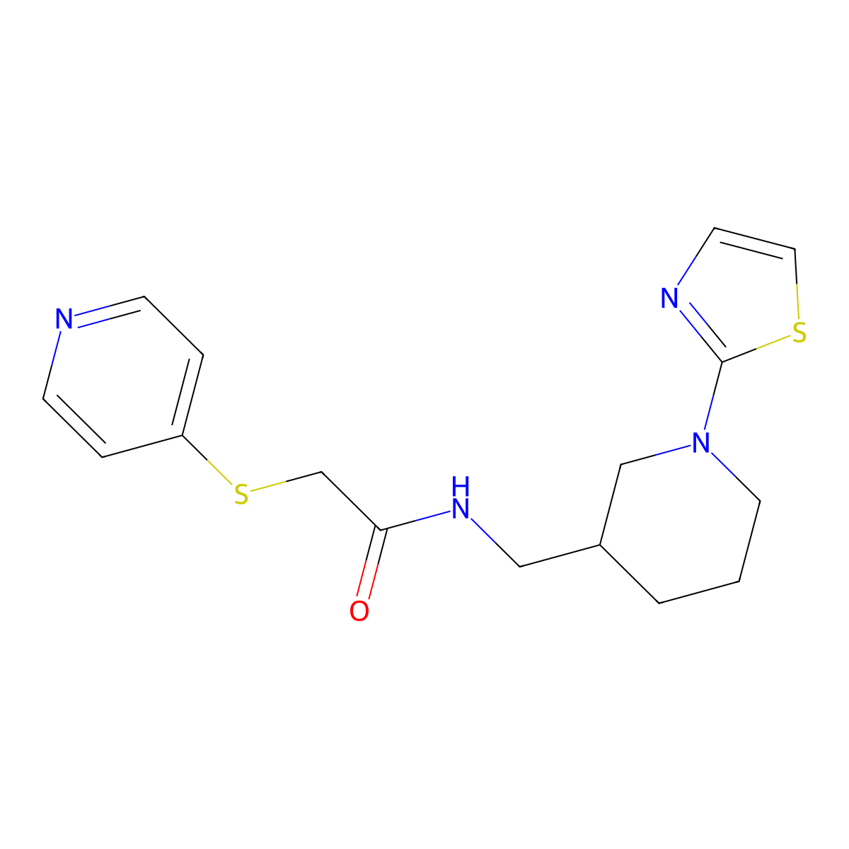 2-(pyridin-4-ylthio)-N-((1-(thiazol-2-yl)piperidin-3-yl)methyl)acetamide molecular structure, CAS 1795458-84-2