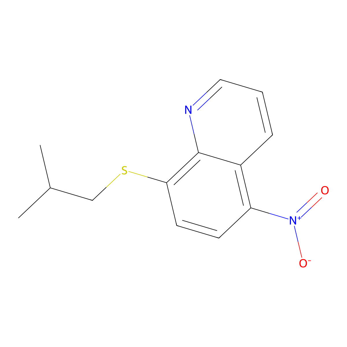 8-[(2-Methylpropyl)sulfanyl]-5-nitroquinoline molecular structure, CAS 1795462-02-0