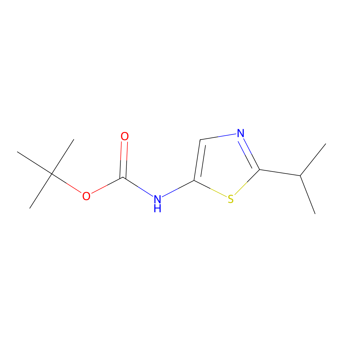 tert-butyl N-(2-(propan-2-yl)-1,3-thiazol-5-yl)carbamate molecular structure, CAS 1795467-03-6