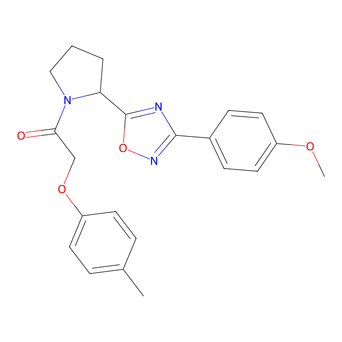 3-(4-Methoxyphenyl)-5-{1-[(4-methylphenoxy)acetyl]pyrrolidin-2-yl}-1,2,4-oxadiazole molecular structure, CAS 1795467-62-7