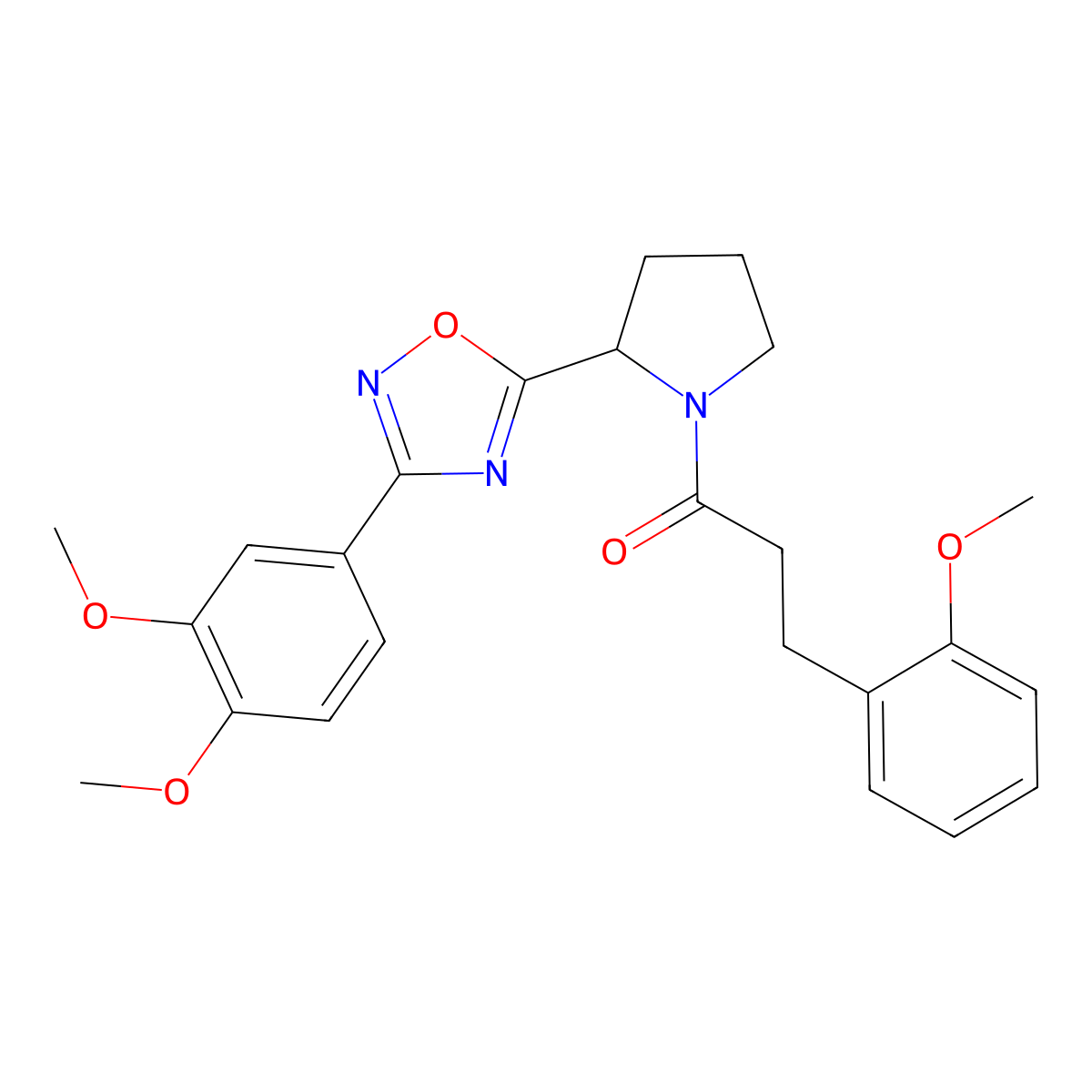 3-(3,4-Dimethoxyphenyl)-5-{1-[3-(2-methoxyphenyl)propanoyl]pyrrolidin-2-yl}-1,2,4-oxadiazole molecular structure, CAS 1795467-71-8