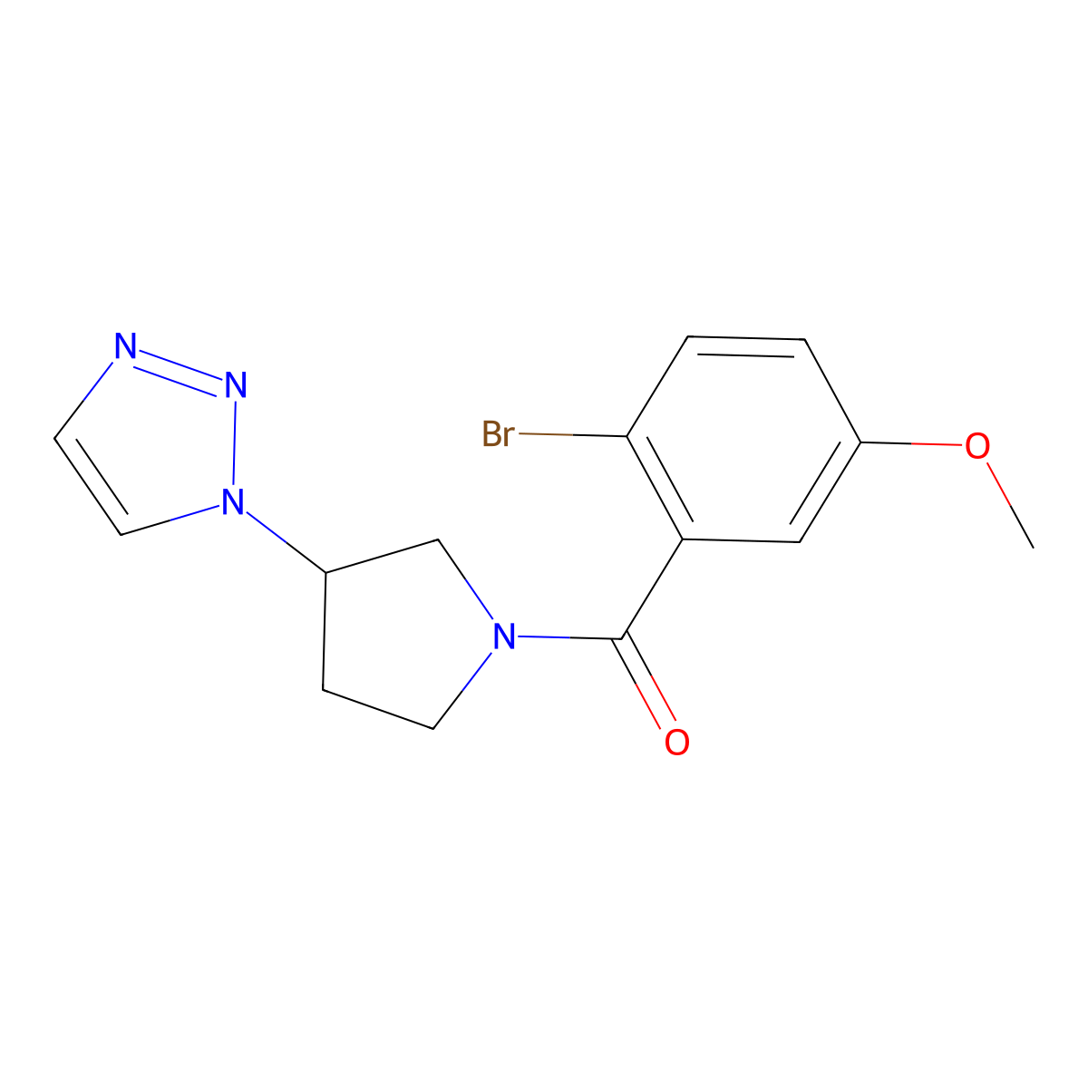 (3-(1H-1,2,3-triazol-1-yl)pyrrolidin-1-yl)(2-bromo-5-methoxyphenyl)methanone molecular structure, CAS 1795470-76-6