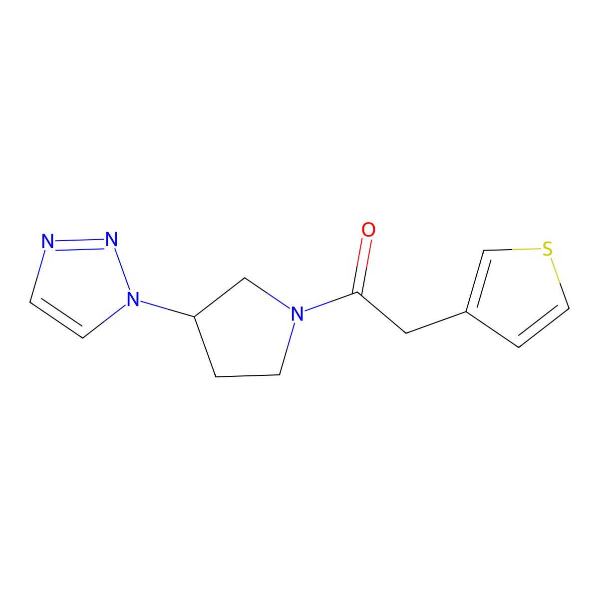 1-(3-(1H-1,2,3-triazol-1-yl)pyrrolidin-1-yl)-2-(thiophen-3-yl)ethanone molecular structure, CAS 1795470-86-8