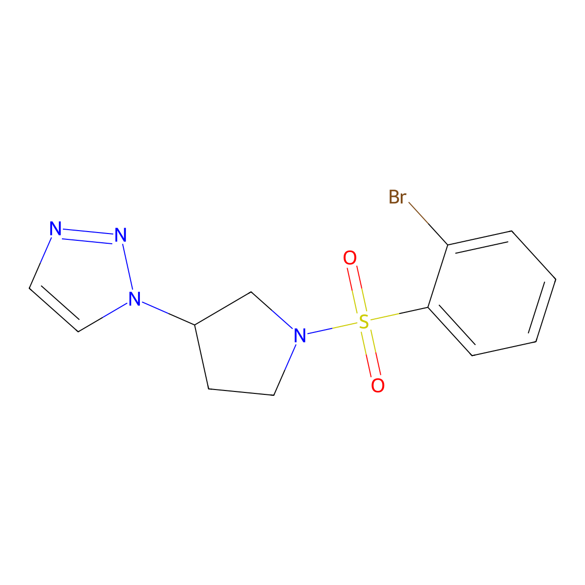 1-(1-((2-bromophenyl)sulfonyl)pyrrolidin-3-yl)-1H-1,2,3-triazole molecular structure, CAS 1795470-95-9