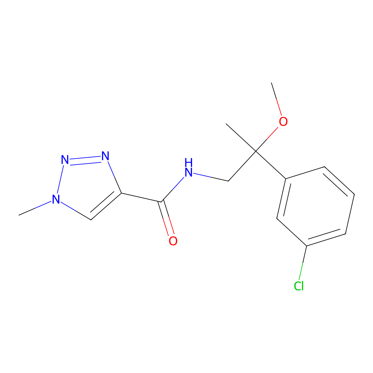 N-[2-(3-chlorophenyl)-2-methoxypropyl]-1-methyl-1H-1,2,3-triazole-4-carboxamide molecular structure, CAS 1795470-96-0