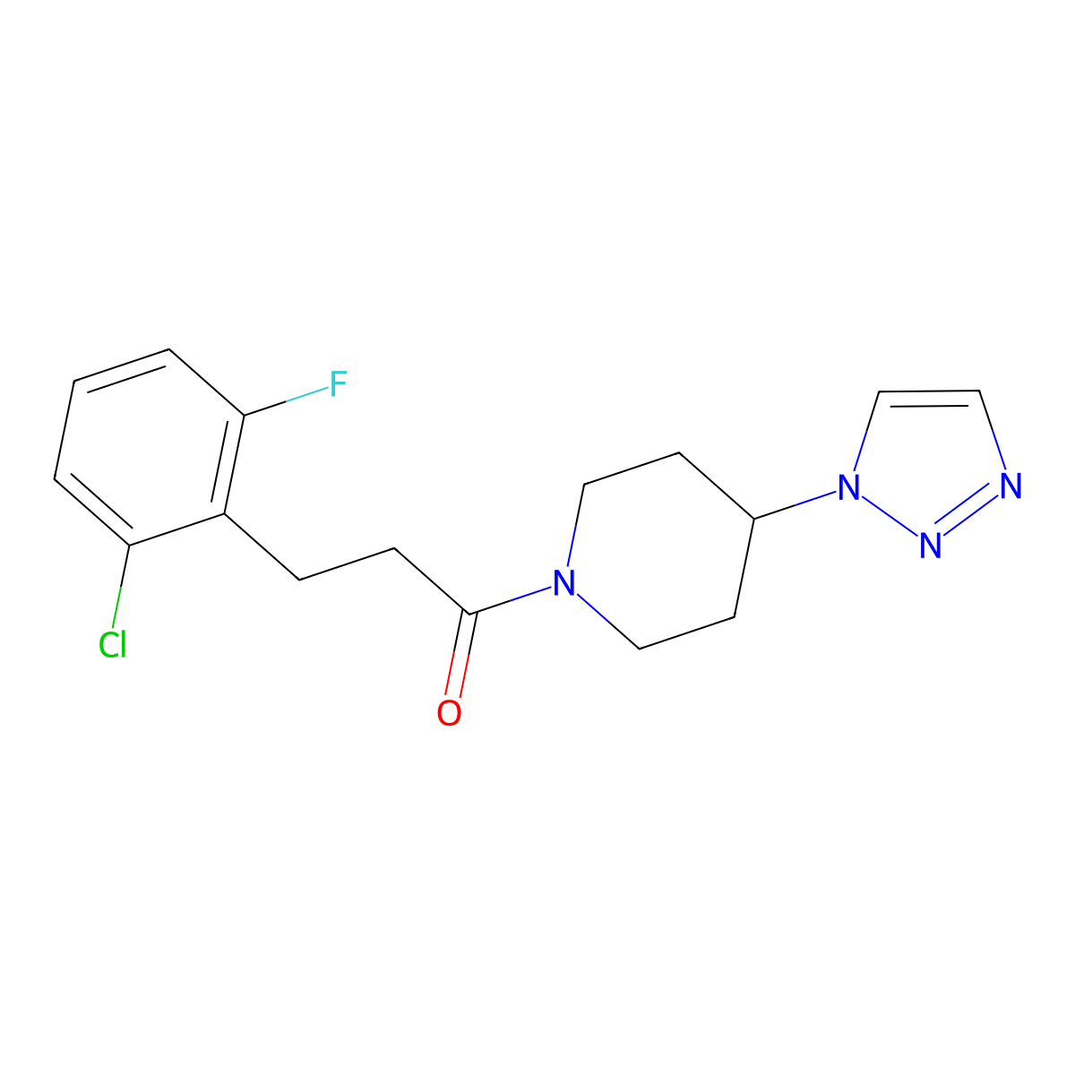 1-(4-(1H-1,2,3-triazol-1-yl)piperidin-1-yl)-3-(2-chloro-6-fluorophenyl)propan-1-one molecular structure, CAS 1795471-00-9