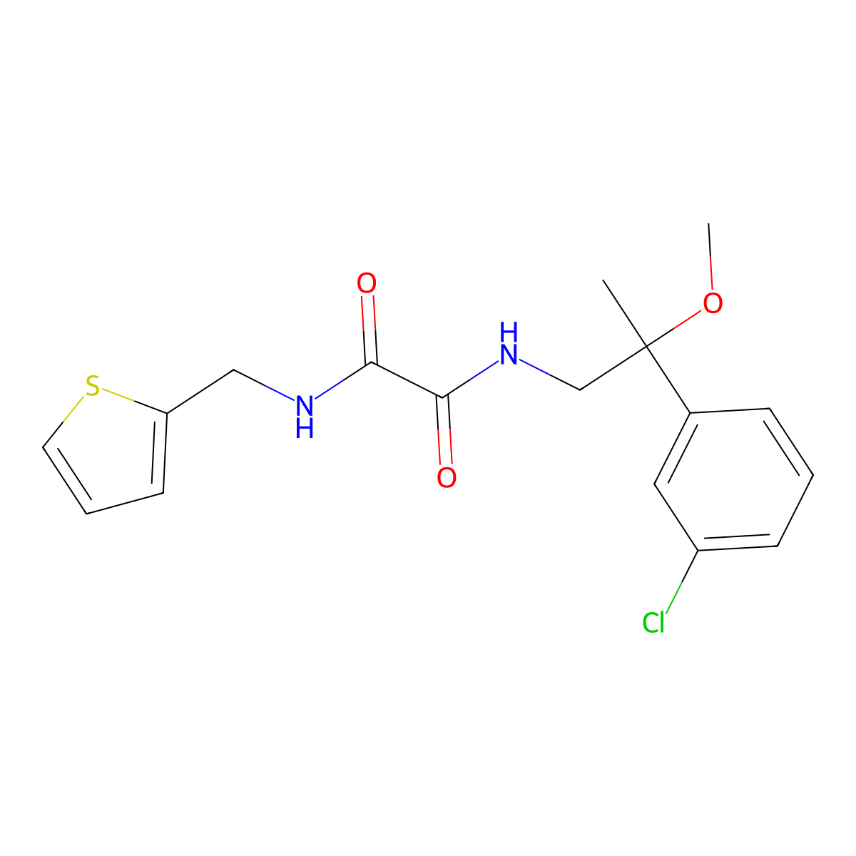 N1-(2-(3-chlorophenyl)-2-methoxypropyl)-N2-(thiophen-2-ylmethyl)oxalamide molecular structure, CAS 1795471-03-2