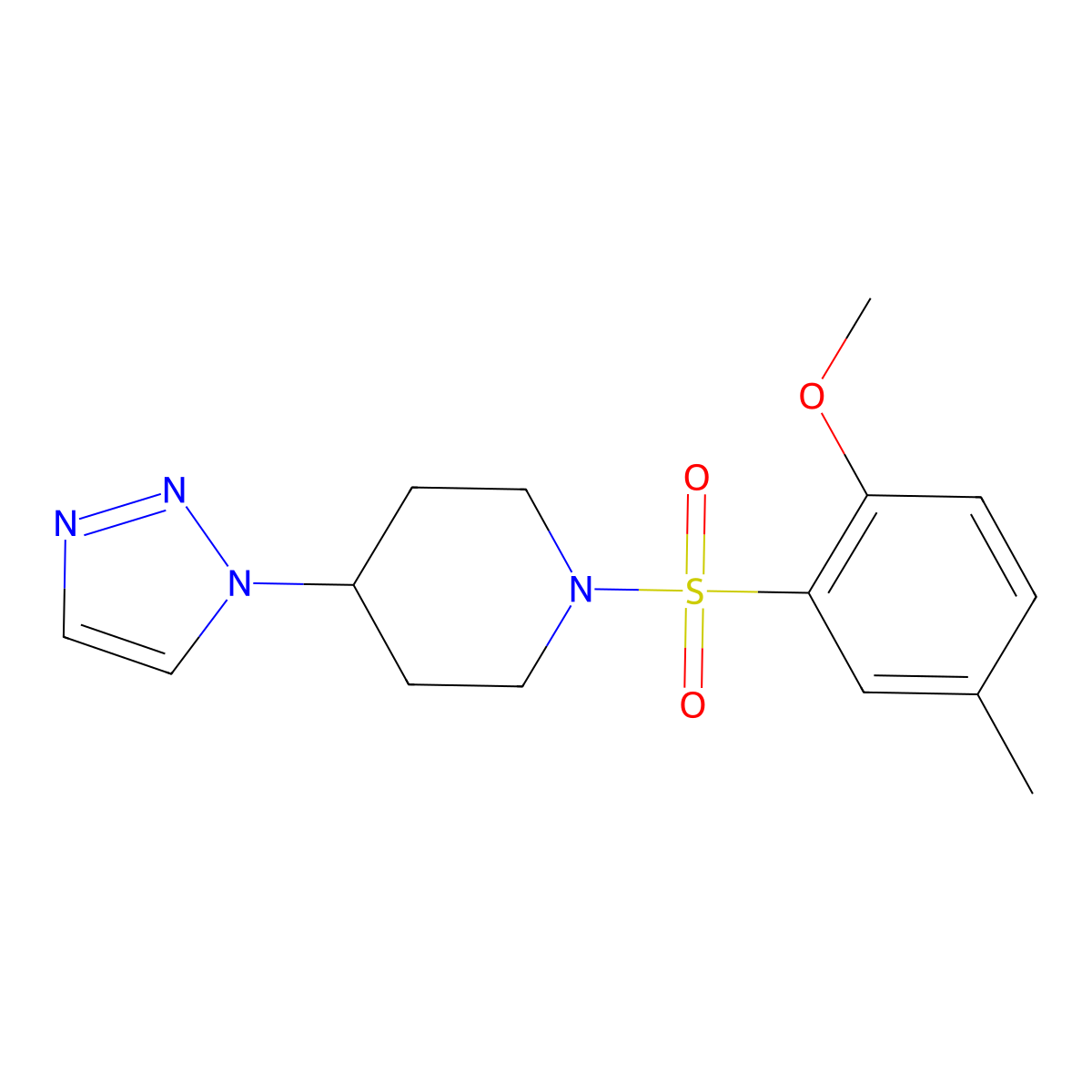 1-((2-methoxy-5-methylphenyl)sulfonyl)-4-(1H-1,2,3-triazol-1-yl)piperidine molecular structure, CAS 1795471-13-4