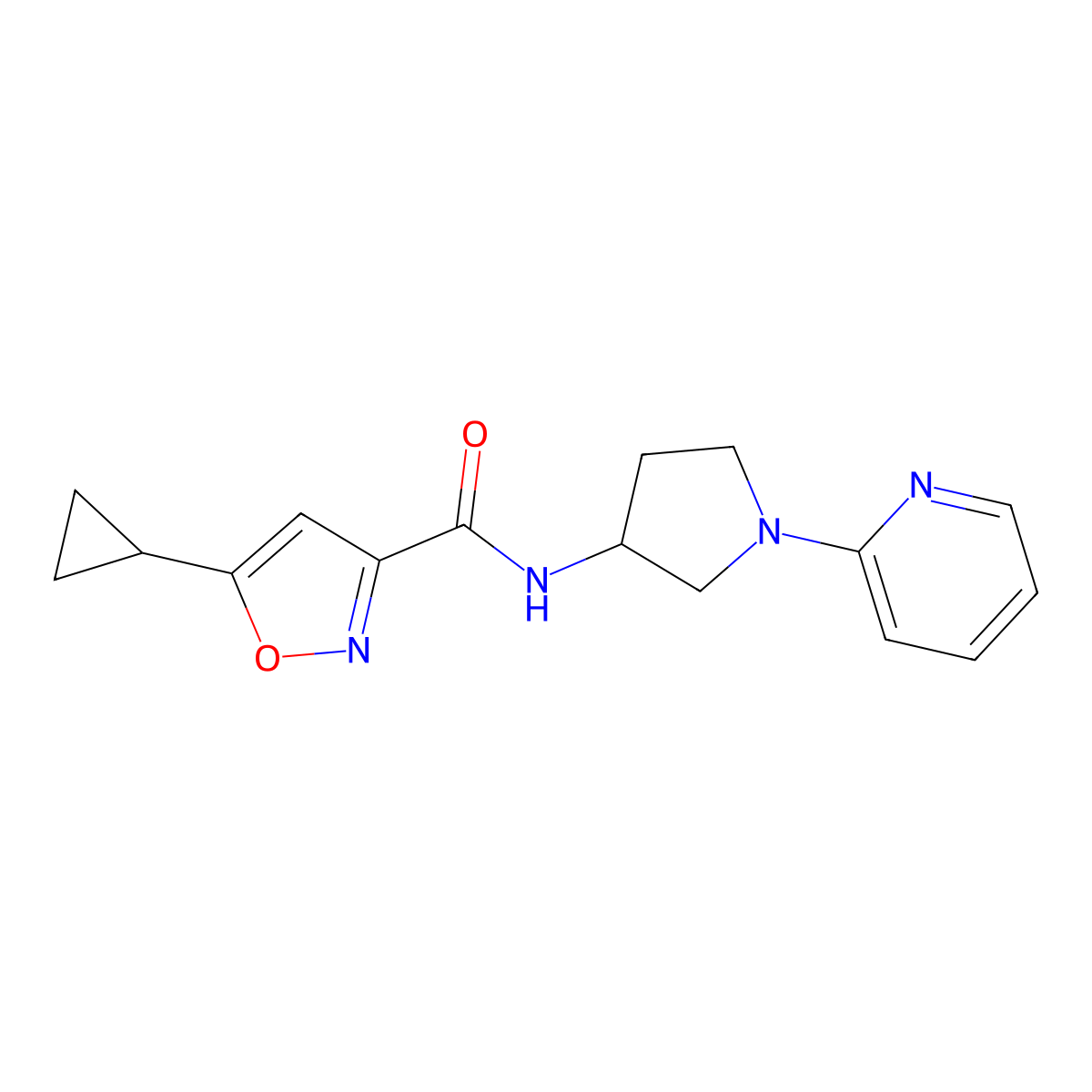 5-cyclopropyl-N-(1-(pyridin-2-yl)pyrrolidin-3-yl)isoxazole-3-carboxamide molecular structure, CAS 1795471-14-5
