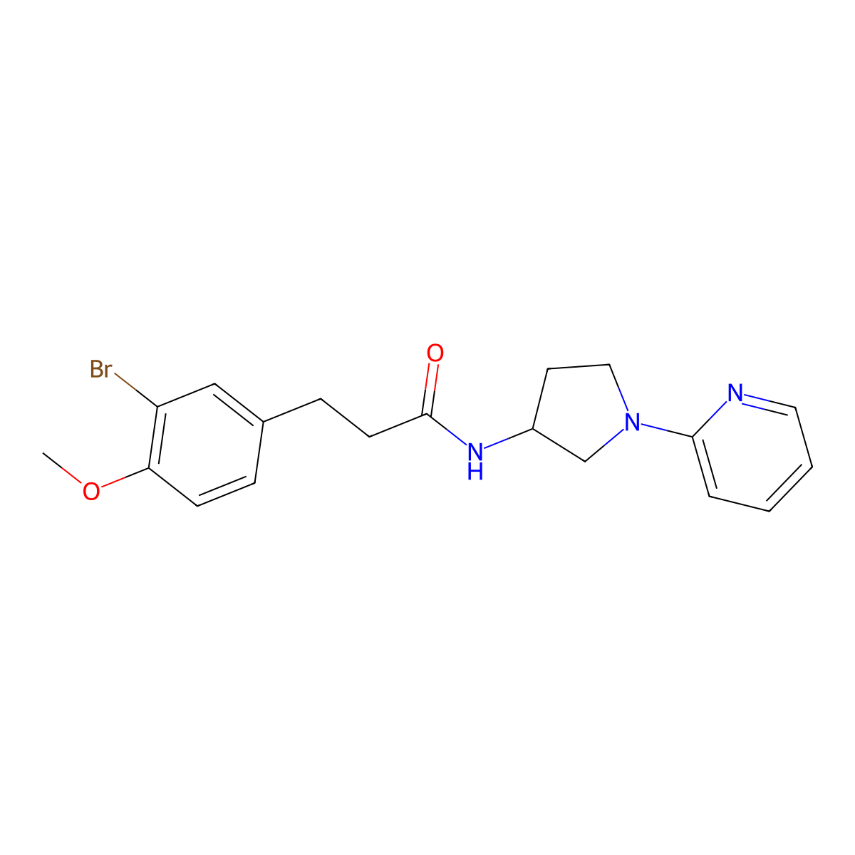 3-(3-bromo-4-methoxyphenyl)-N-(1-(pyridin-2-yl)pyrrolidin-3-yl)propanamide molecular structure, CAS 1795471-21-4