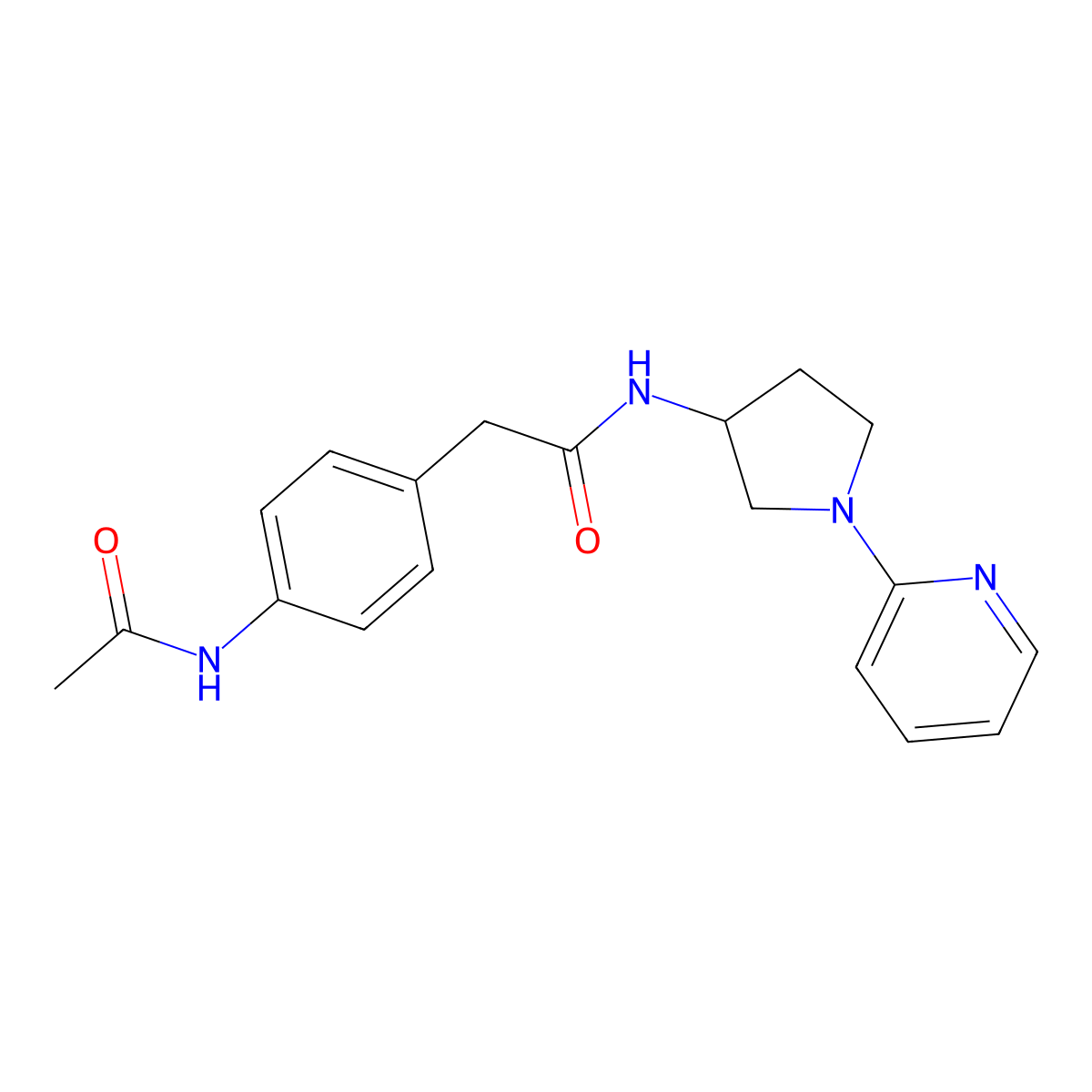 2-(4-acetamidophenyl)-N-[1-(pyridin-2-yl)pyrrolidin-3-yl]acetamide molecular structure, CAS 1795471-23-6