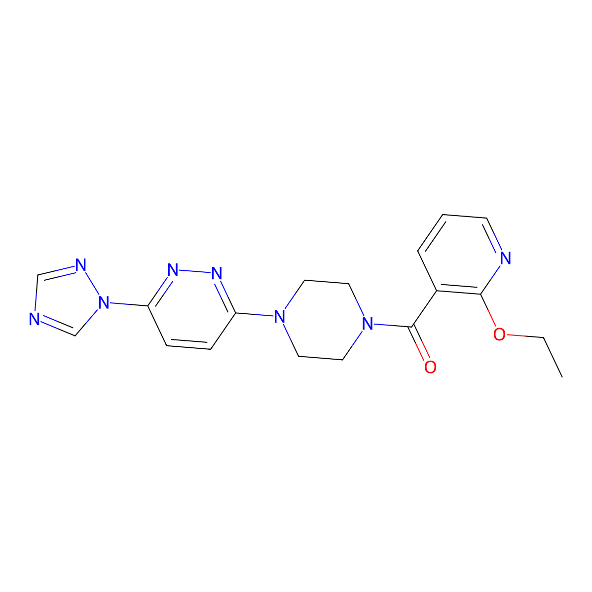 (4-(6-(1H-1,2,4-triazol-1-yl)pyridazin-3-yl)piperazin-1-yl)(2-ethoxypyridin-3-yl)methanone molecular structure, CAS 1795471-25-8