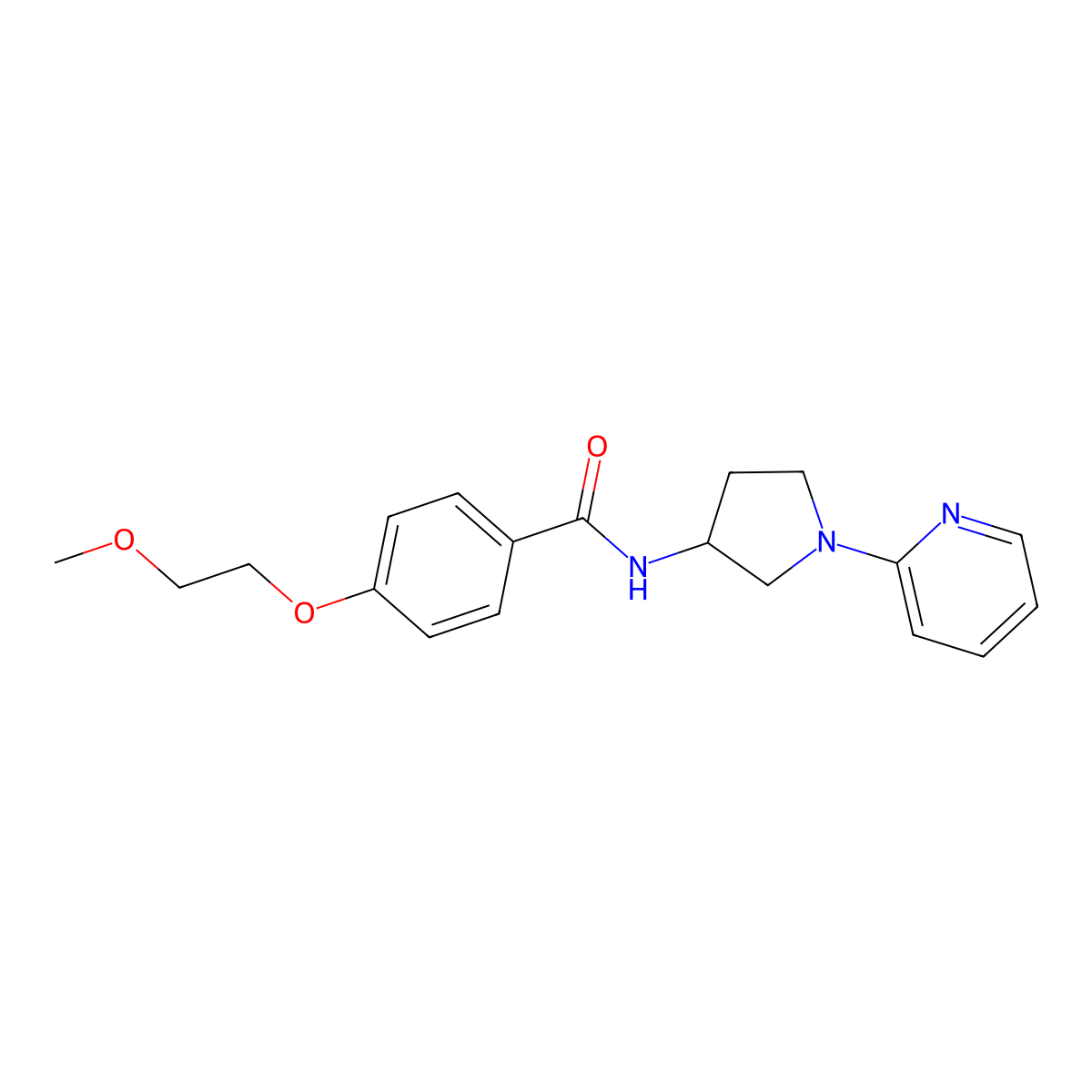 4-(2-methoxyethoxy)-N-(1-(pyridin-2-yl)pyrrolidin-3-yl)benzamide molecular structure, CAS 1795471-31-6