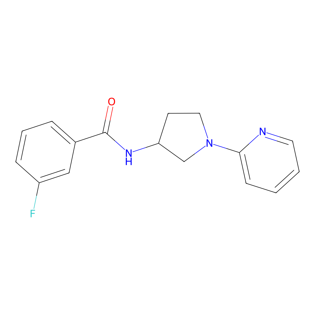 3-fluoro-N-(1-(pyridin-2-yl)pyrrolidin-3-yl)benzamide molecular structure, CAS 1795471-34-9
