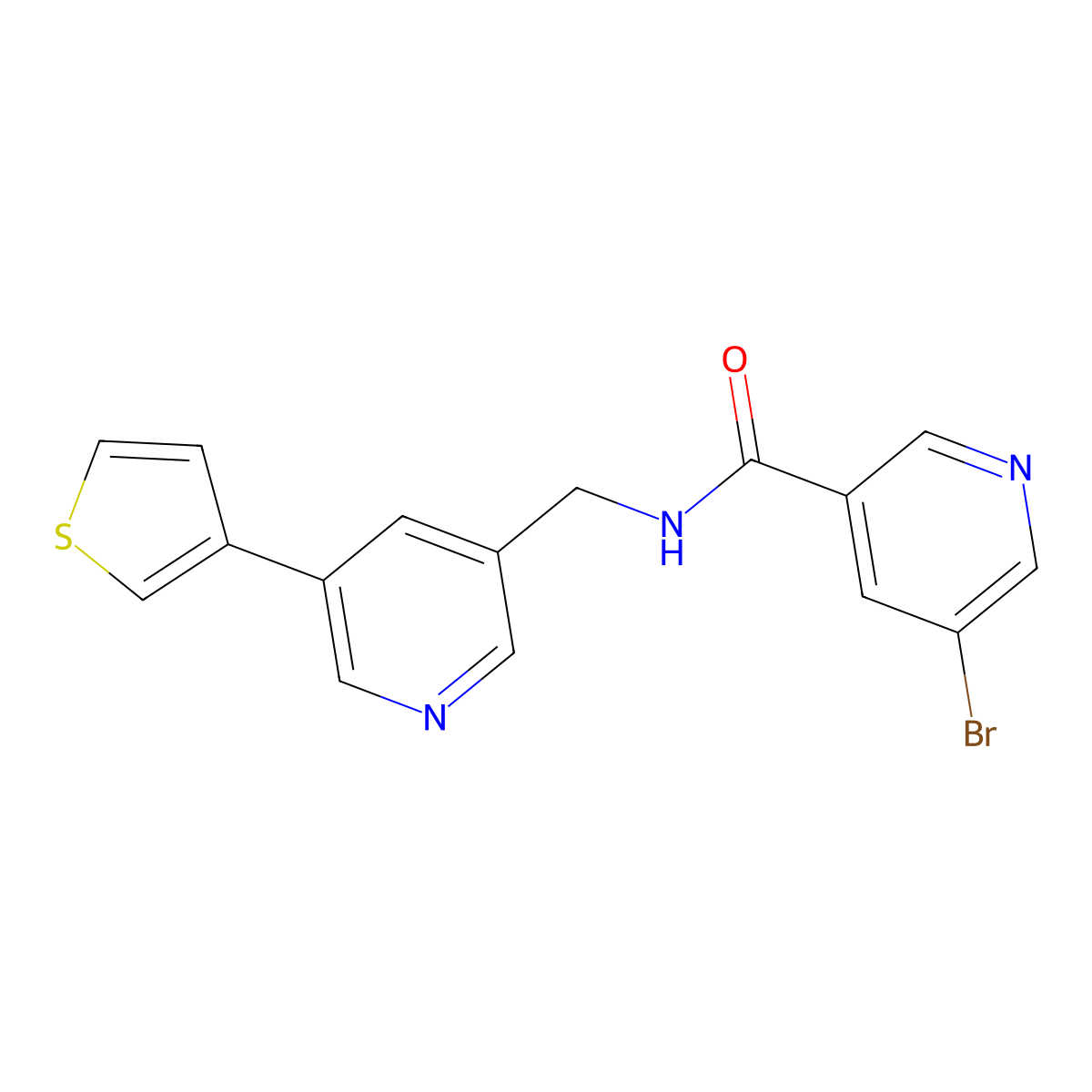 5-bromo-N-((5-(thiophen-3-yl)pyridin-3-yl)methyl)nicotinamide molecular structure, CAS 1795471-35-0
