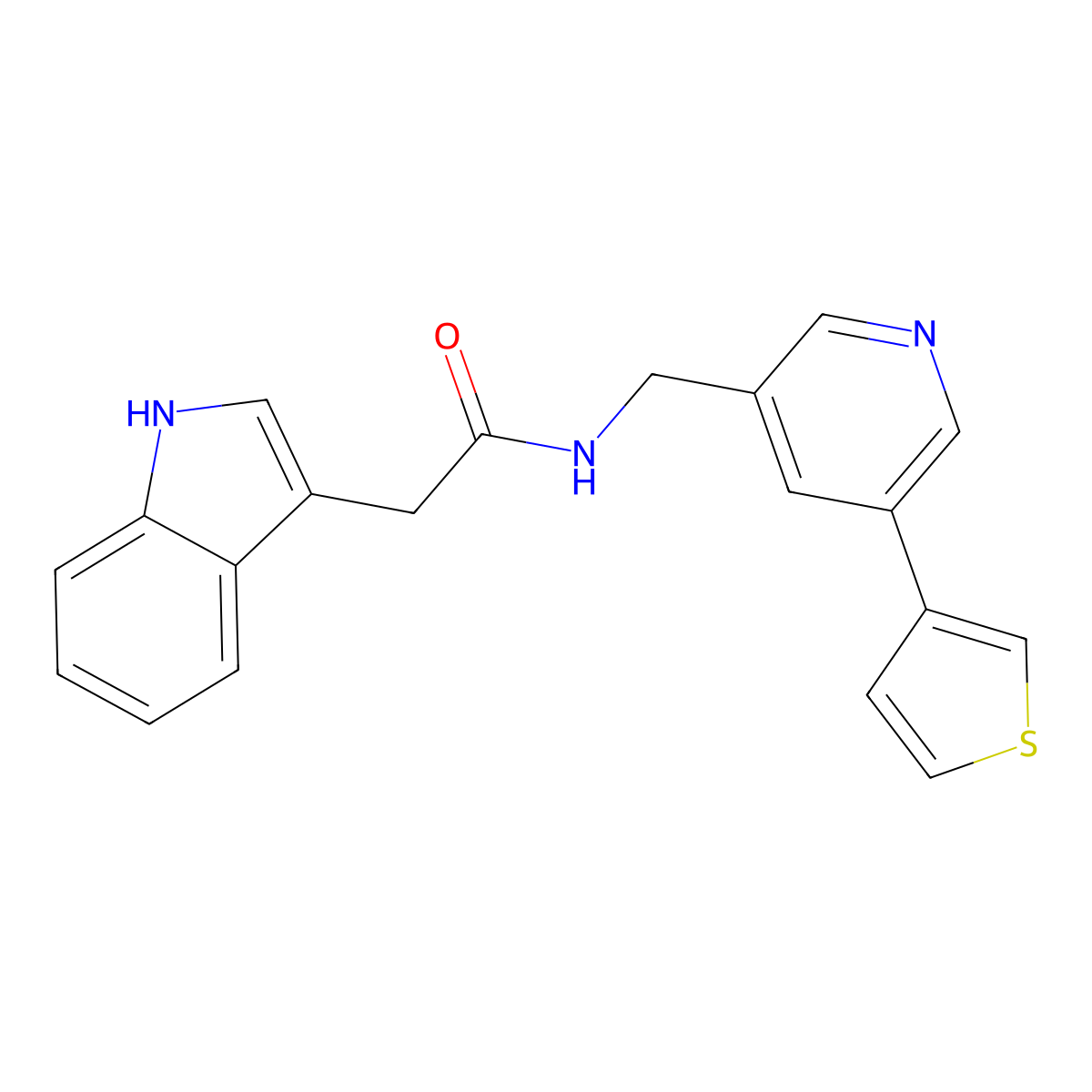 2-(1H-indol-3-yl)-N-((5-(thiophen-3-yl)pyridin-3-yl)methyl)acetamide molecular structure, CAS 1795471-41-8