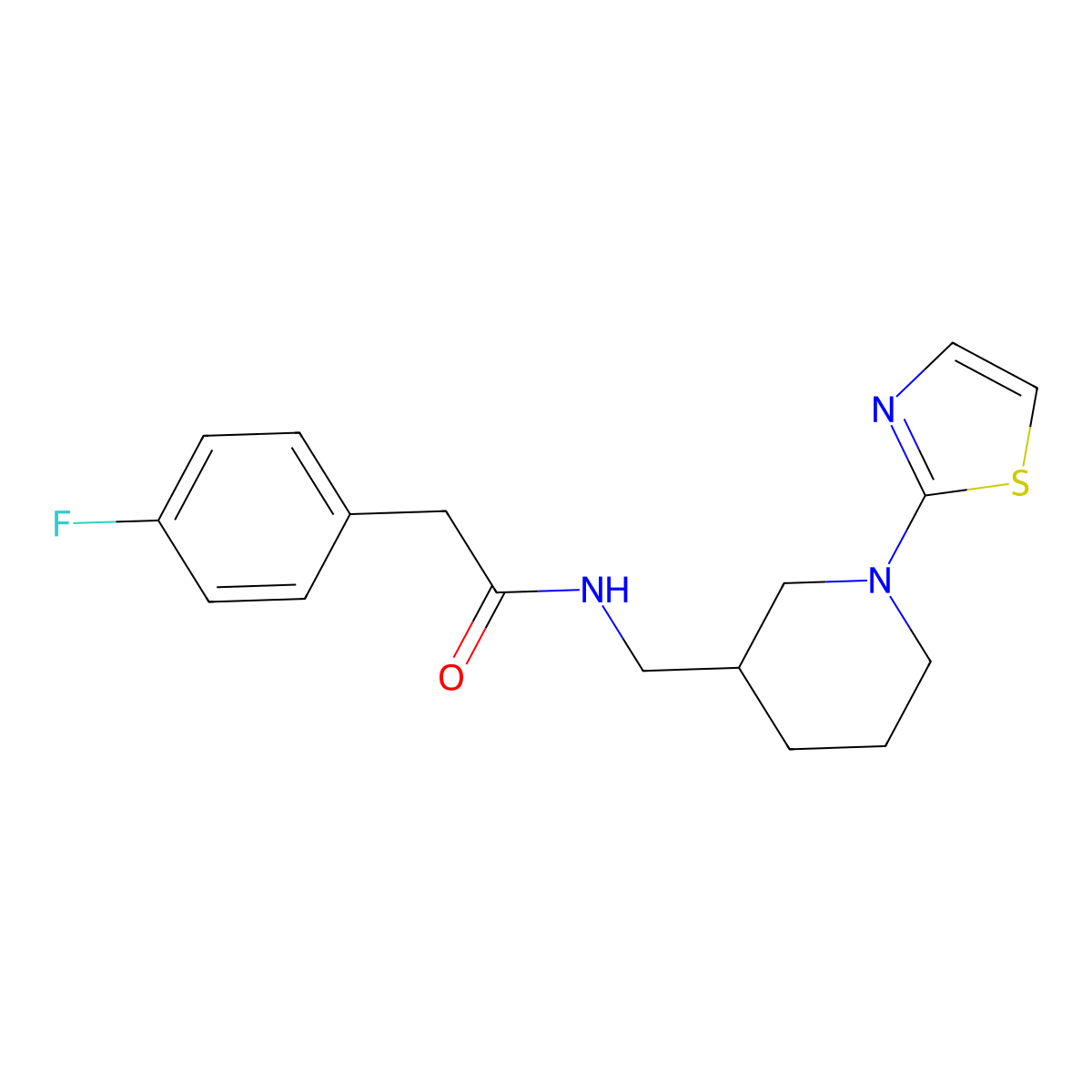 2-(4-fluorophenyl)-N-((1-(thiazol-2-yl)piperidin-3-yl)methyl)acetamide molecular structure, CAS 1795471-45-2