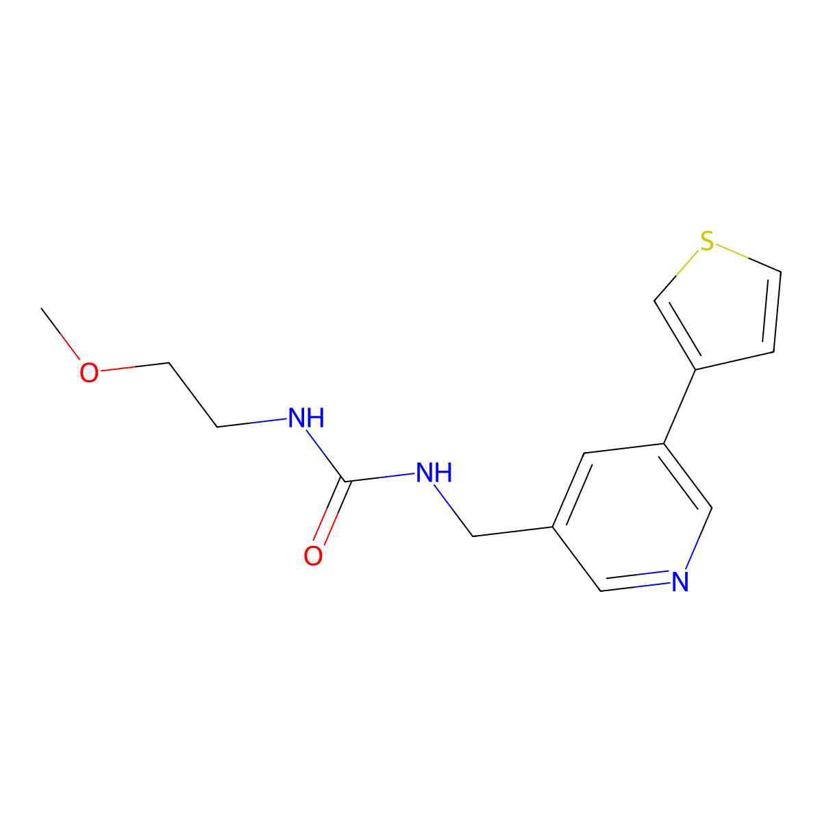 1-(2-Methoxyethyl)-3-((5-(thiophen-3-yl)pyridin-3-yl)methyl)urea molecular structure, CAS 1795471-54-3