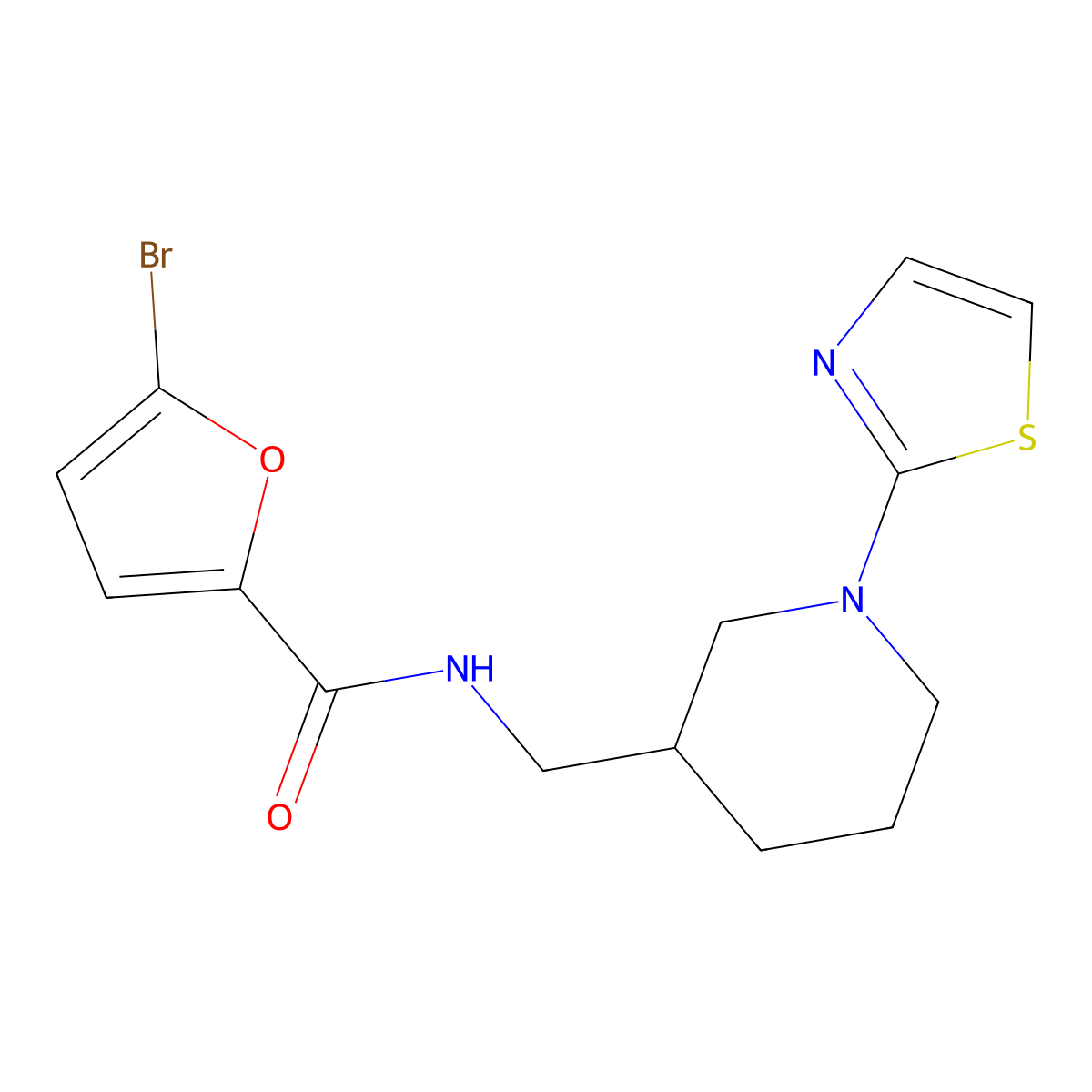 5-bromo-N-((1-(thiazol-2-yl)piperidin-3-yl)methyl)furan-2-carboxamide molecular structure, CAS 1795471-68-9