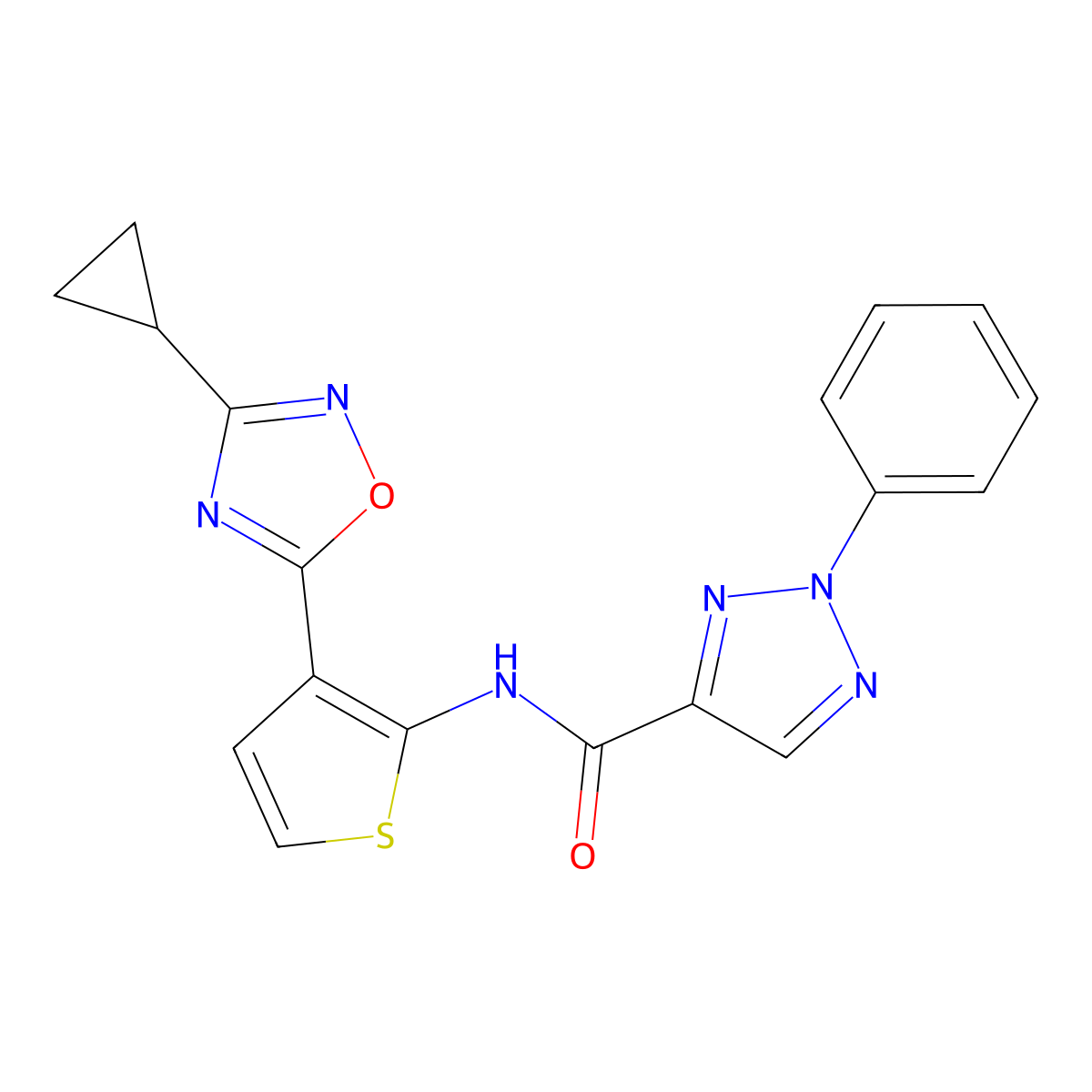N-[3-(3-cyclopropyl-1,2,4-oxadiazol-5-yl)thiophen-2-yl]-2-phenyl-2H-1,2,3-triazole-4-carboxamide molecular structure, CAS 1795471-70-3