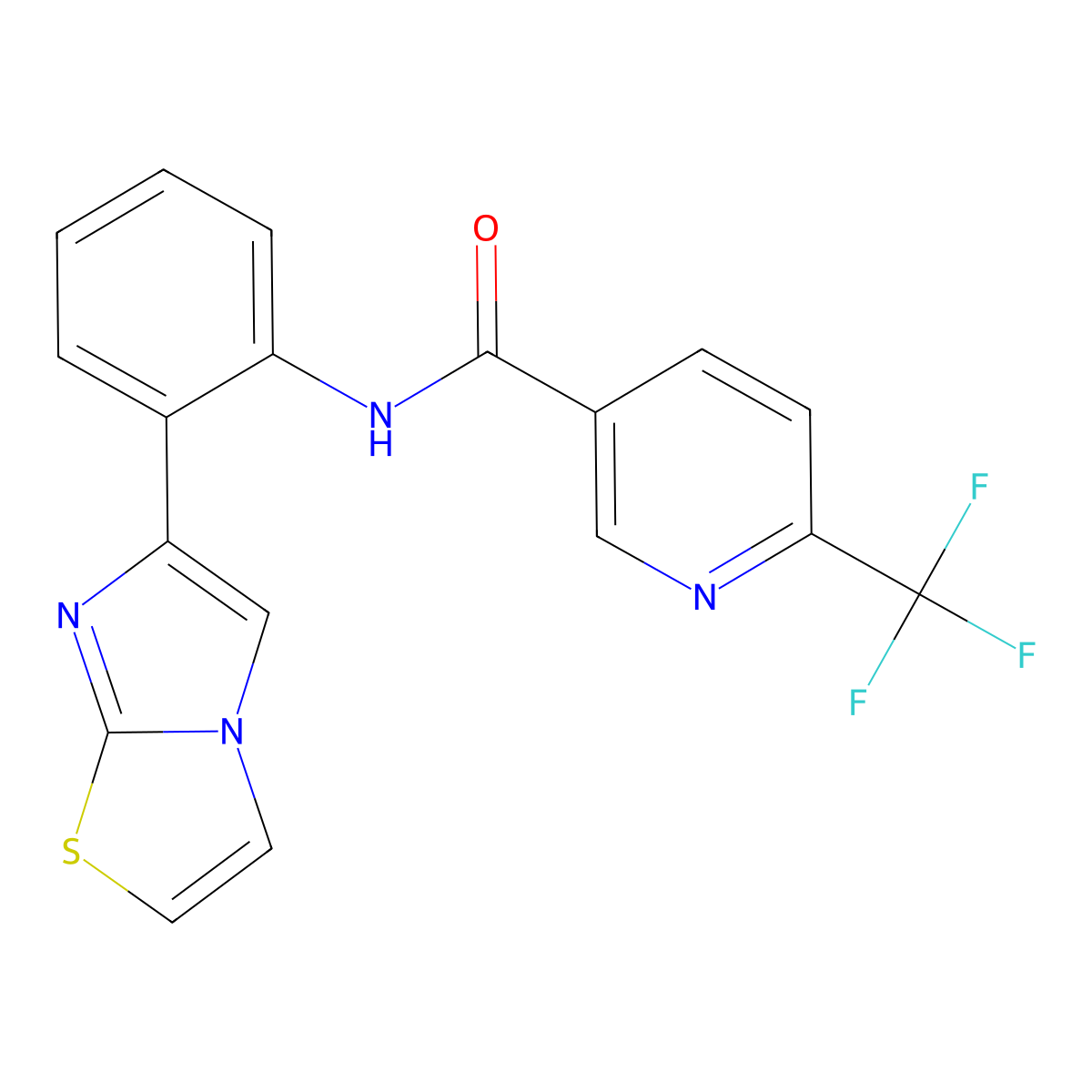 N-(2-(imidazo[2,1-b]thiazol-6-yl)phenyl)-6-(trifluoromethyl)nicotinamide molecular structure, CAS 1795471-83-8