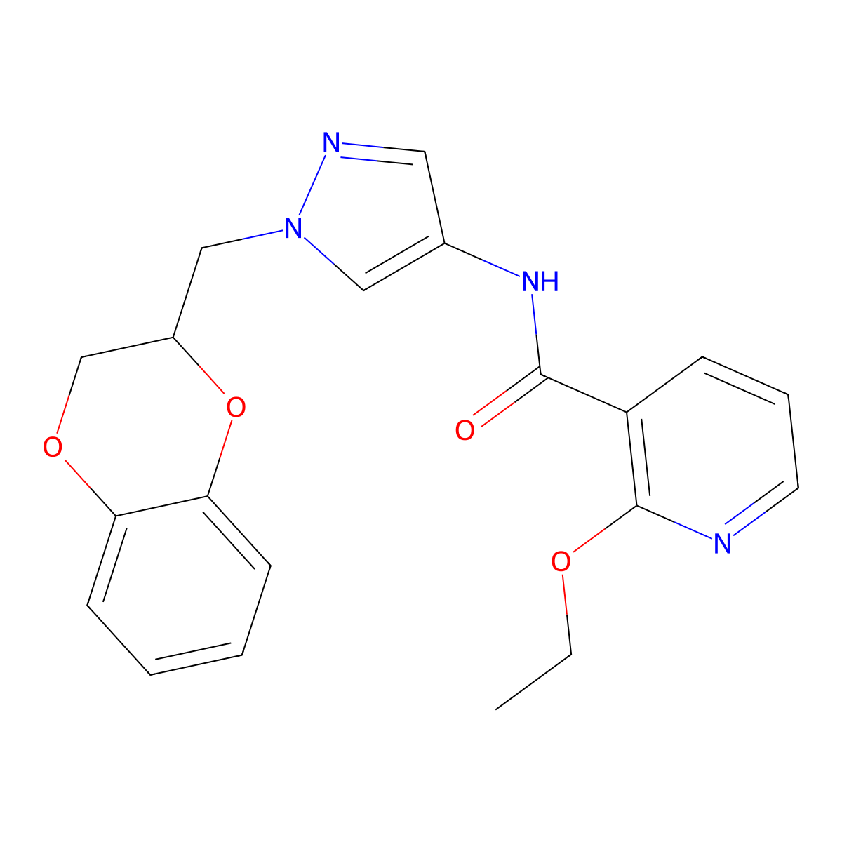 N-(1-((2,3-dihydrobenzo[b][1,4]dioxin-2-yl)methyl)-1H-pyrazol-4-yl)-2-ethoxynicotinamide molecular structure, CAS 1795471-88-3