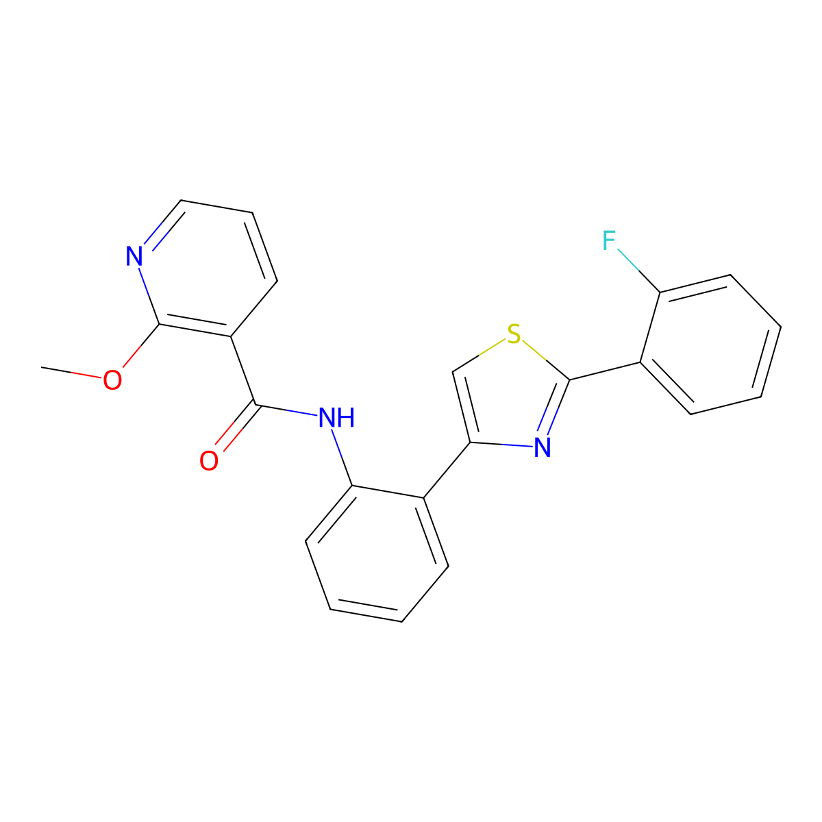 N-(2-(2-(2-fluorophenyl)thiazol-4-yl)phenyl)-2-methoxynicotinamide molecular structure, CAS 1795471-93-0