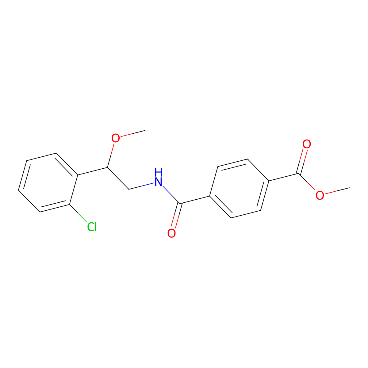 Methyl 4-((2-(2-chlorophenyl)-2-methoxyethyl)carbamoyl)benzoate molecular structure, CAS 1795472-43-3