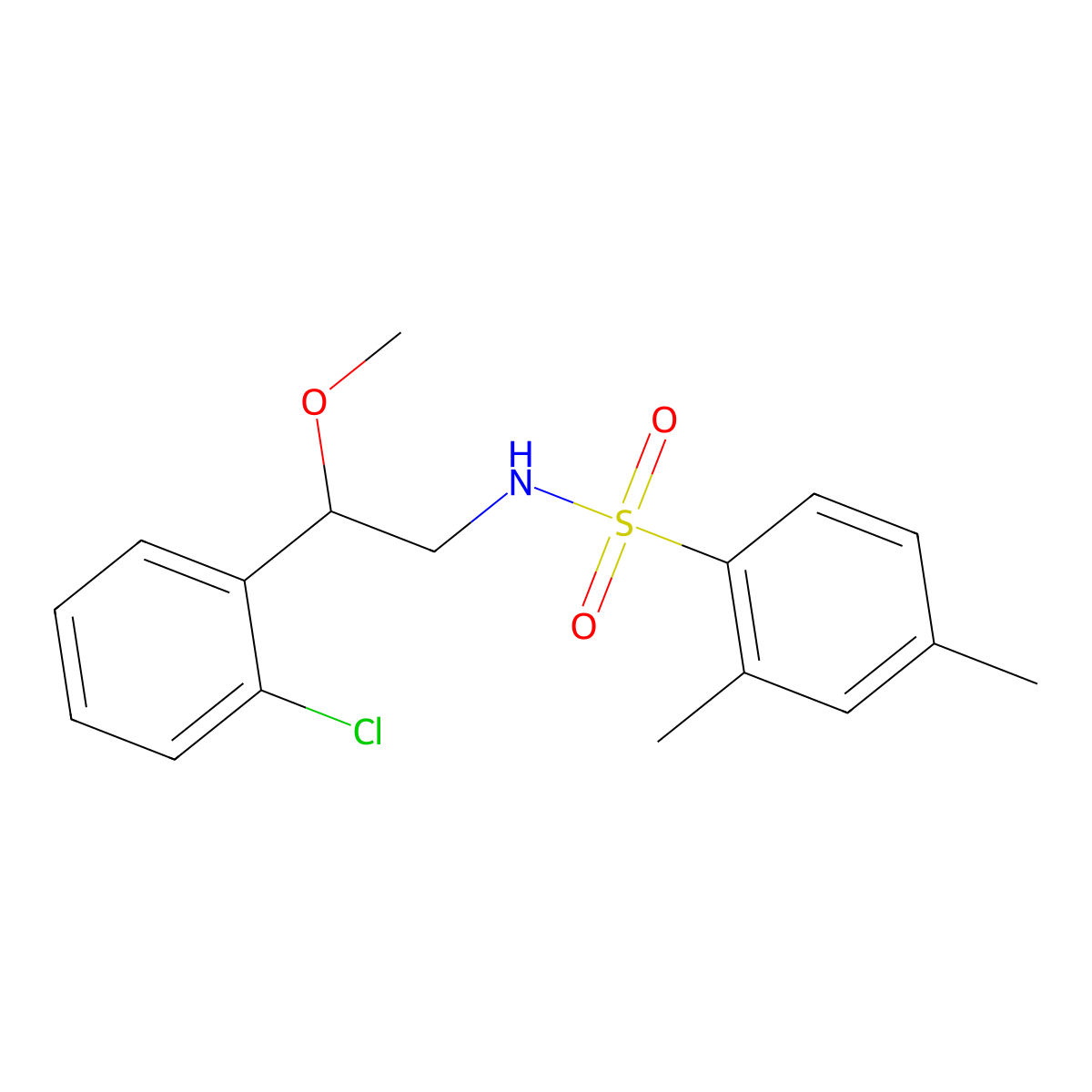 N-(2-(2-chlorophenyl)-2-methoxyethyl)-2,4-dimethylbenzenesulfonamide molecular structure, CAS 1795472-52-4