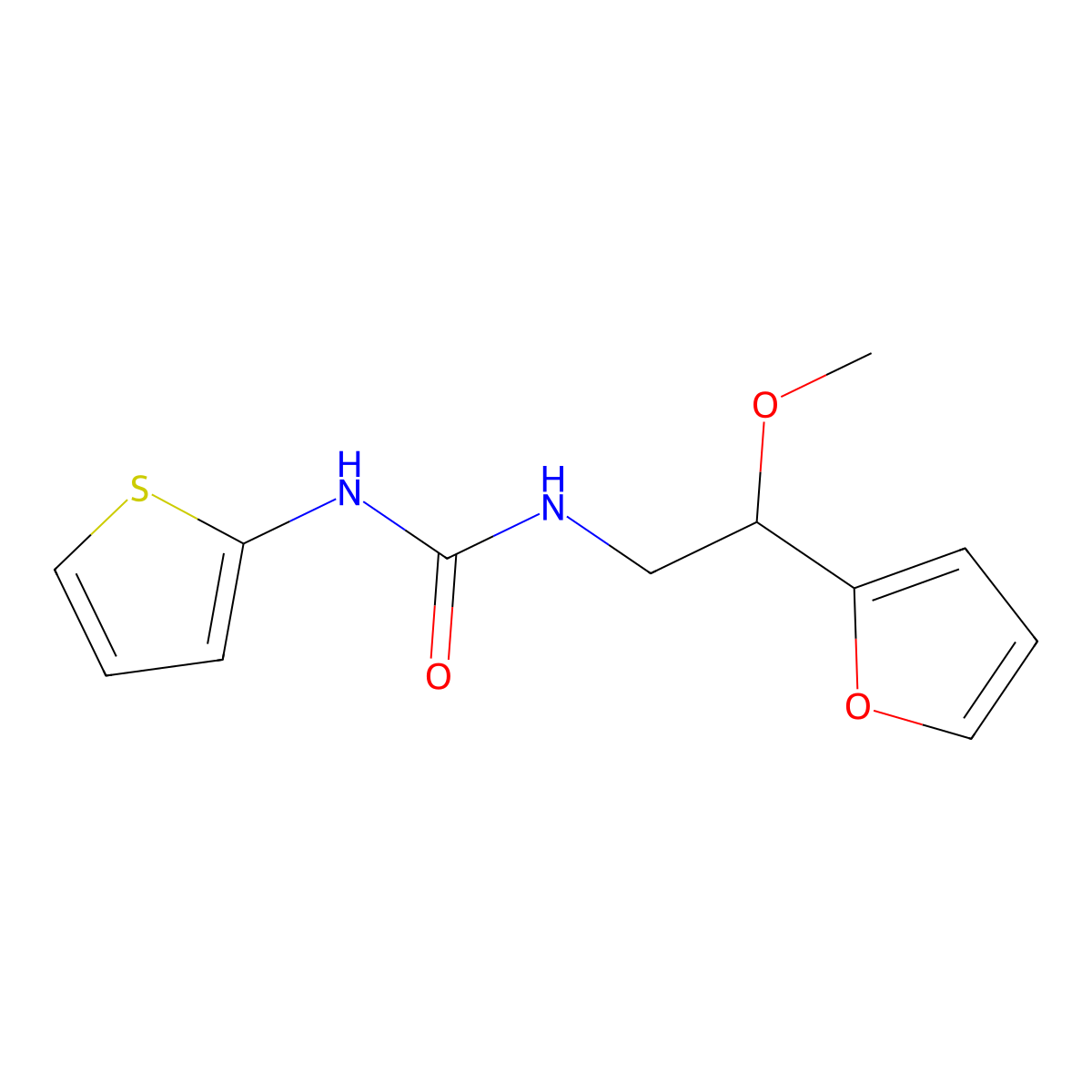 1-[2-(Furan-2-yl)-2-methoxyethyl]-3-(thiophen-2-yl)urea molecular structure, CAS 1795472-72-8