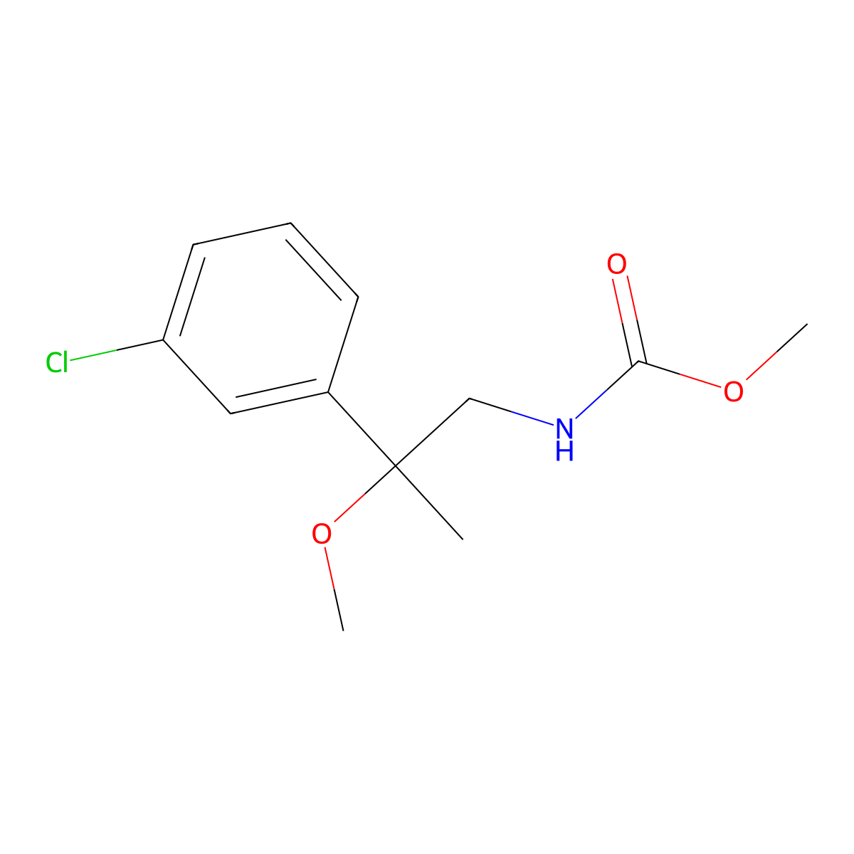 Methyl (2-(3-chlorophenyl)-2-methoxypropyl)carbamate molecular structure, CAS 1795472-95-5