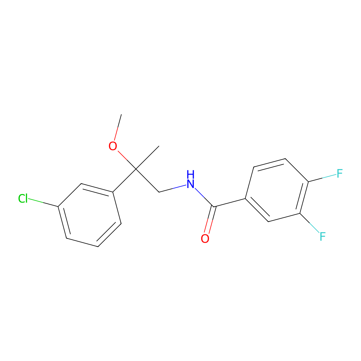 N-[2-(3-chlorophenyl)-2-methoxypropyl]-3,4-difluorobenzamide molecular structure, CAS 1795473-05-0